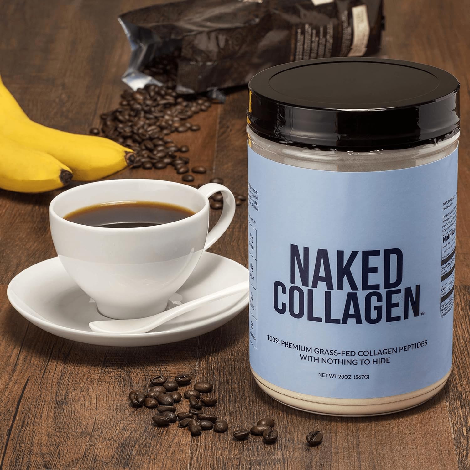 NAKED Collagen Peptides Protein Powder, 60 Servings, Pasture-Raised, Unflavored Grass-Fed Hydrolyzed Collagen Supplement, NSF Certified, Paleo Friendly, Non-GMO, Keto, Gluten Free, 20oz