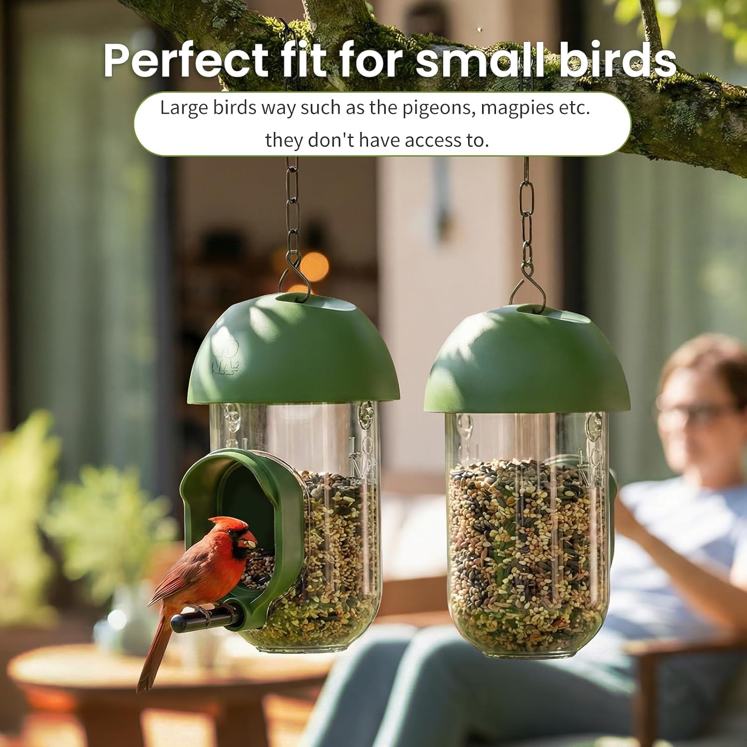 LONA Bird Feeders for Outdoors, Tube Feeder Weatherproof with Multiple Hanging Methods, Wild Bird Feeding Silo for Outside, 3 Port