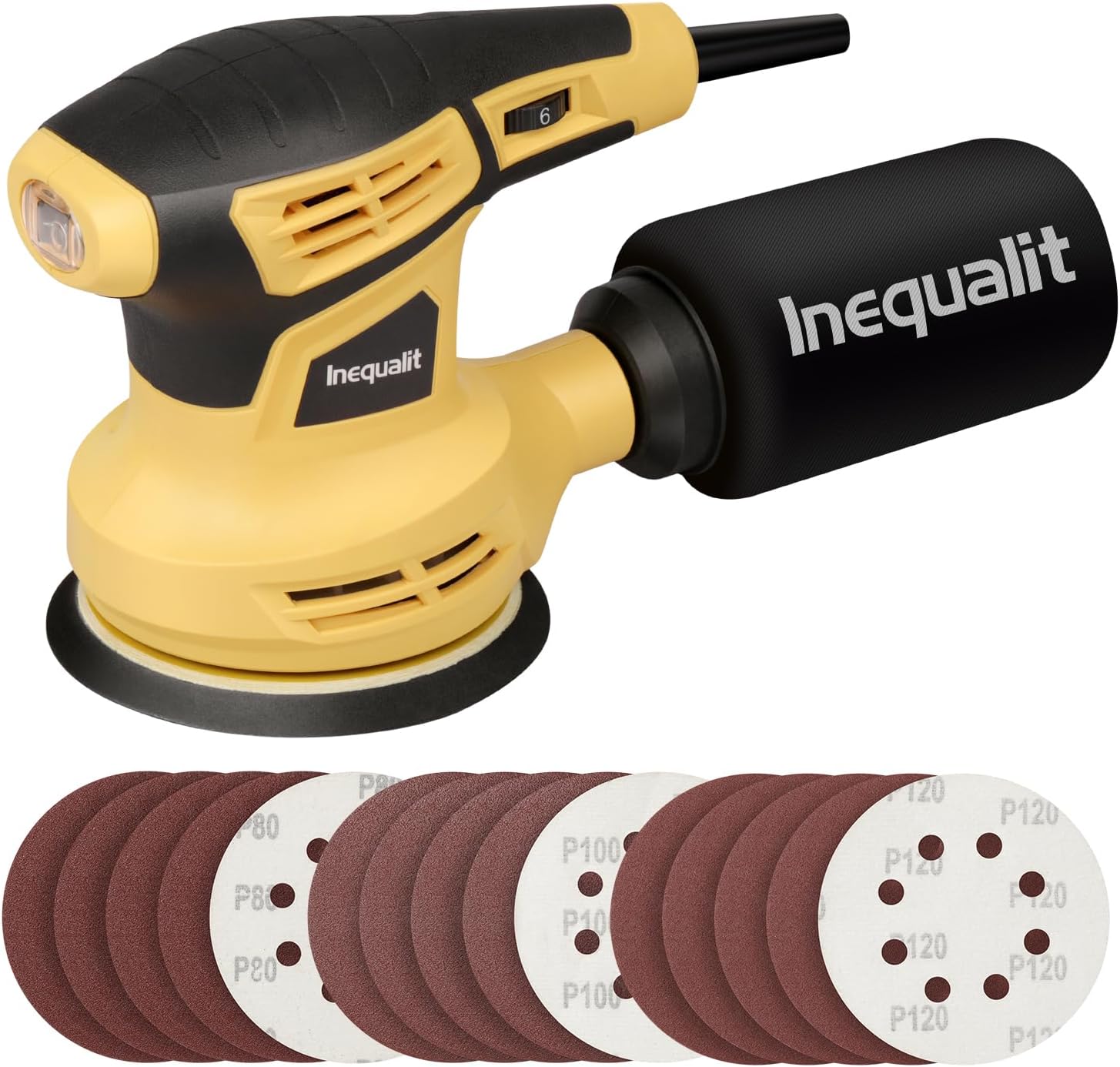 280W Random Orbital Sander Corded 5-inch Electric Palm Sander | 13000 OPM Electric Palm Sander for Woodworking, Sanding & Polishing, 6-Speed, Dust Box