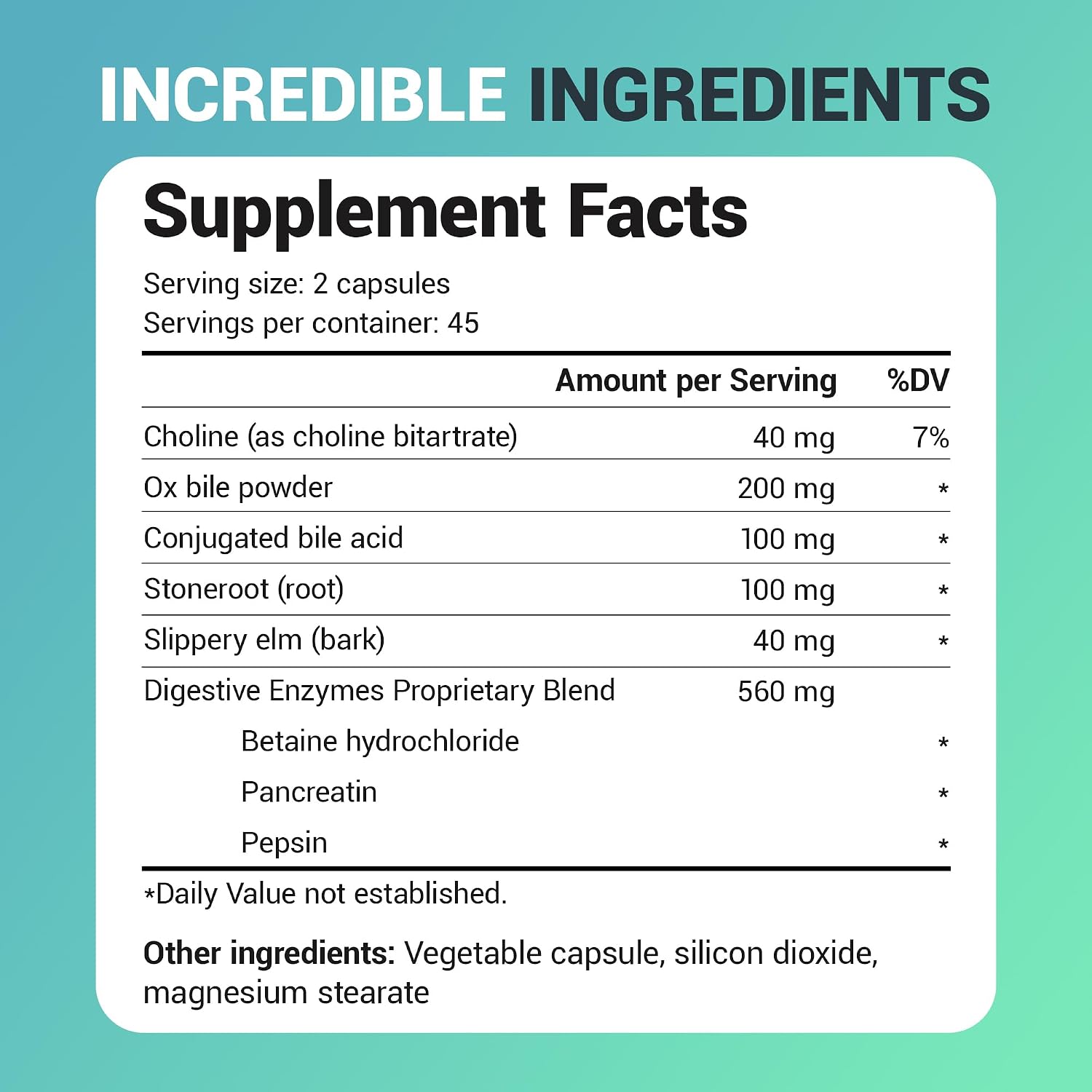 Dr. Berg Gallbladder Formula Extra Strength - with Ox Bile Powder and Conjugated Bile Acid - Digestive Enzymes Proprietary Blend - Full 45-Day