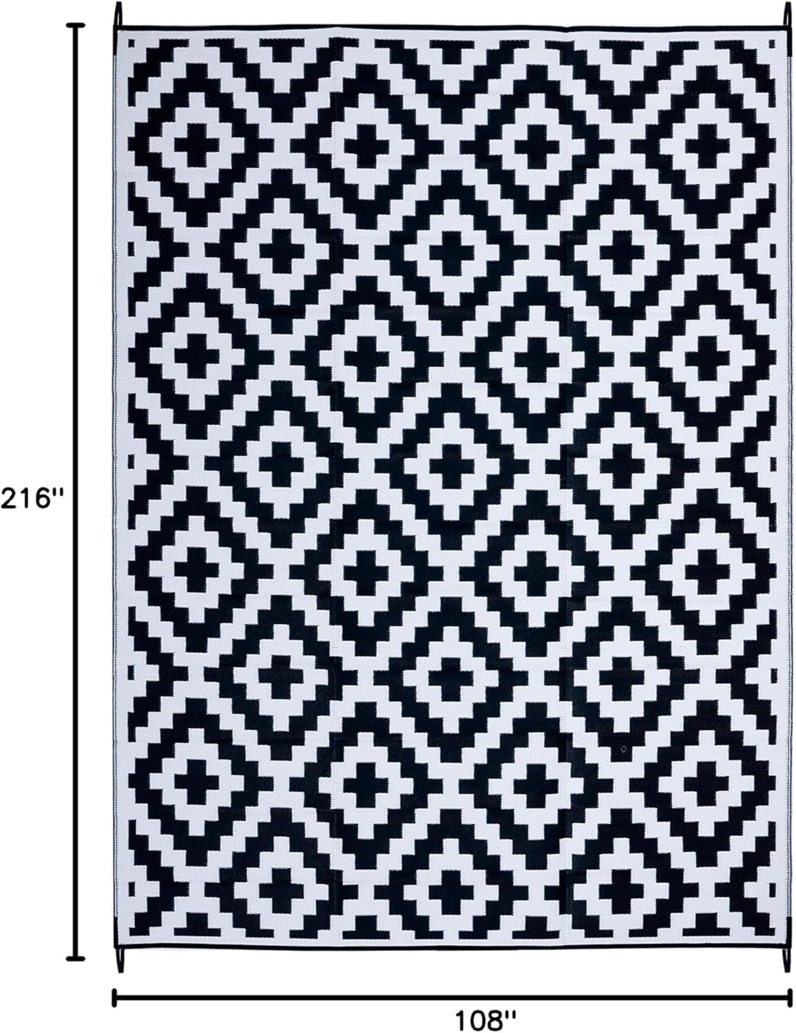 FH Home Outdoor Camping Rug - Waterproof, Fade Resistant, Reversible - Premium Recycled Plastic - Striped - Large Patio, Deck, Sunroom