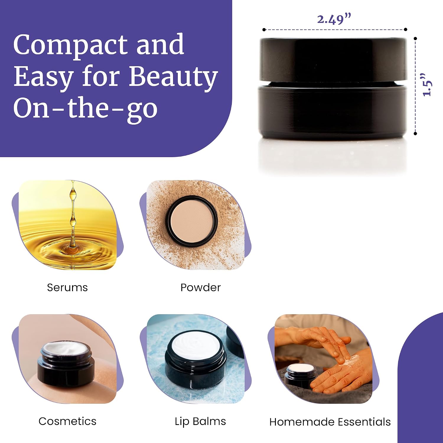 Infinity Jars 100 Ml (3.3 fl OZ) Glass Lotion Container with Lid, Refillable UV Cosmetic Jar for Creams, DIY, Travel, Body Butter | Small Wide Mouth Empty Lotion Jar, Airtight Cosmetic Container