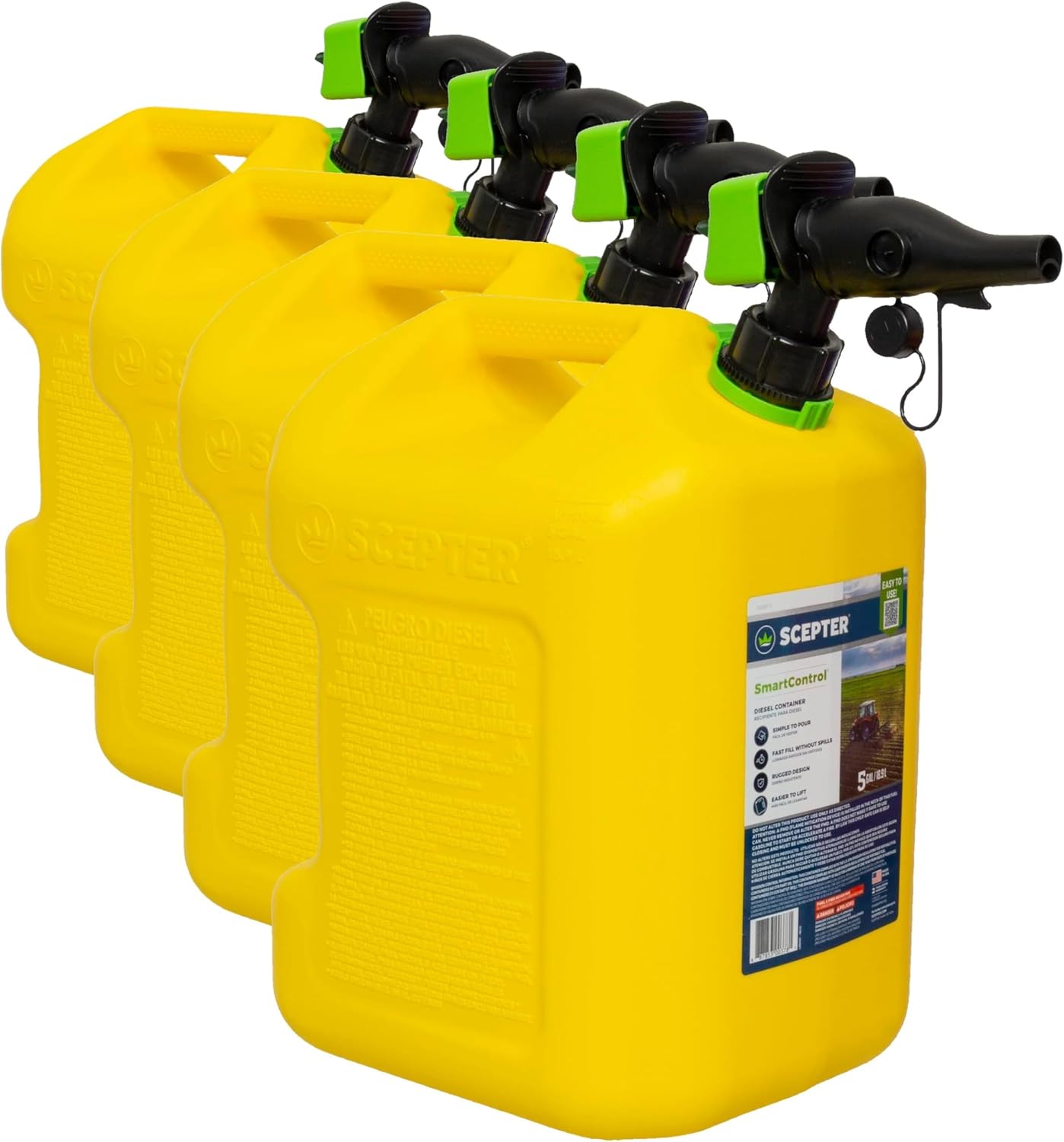 Scepter 1 Gal Gas Can, Spill Proof SmartControl Spout, Spout Extender, Red