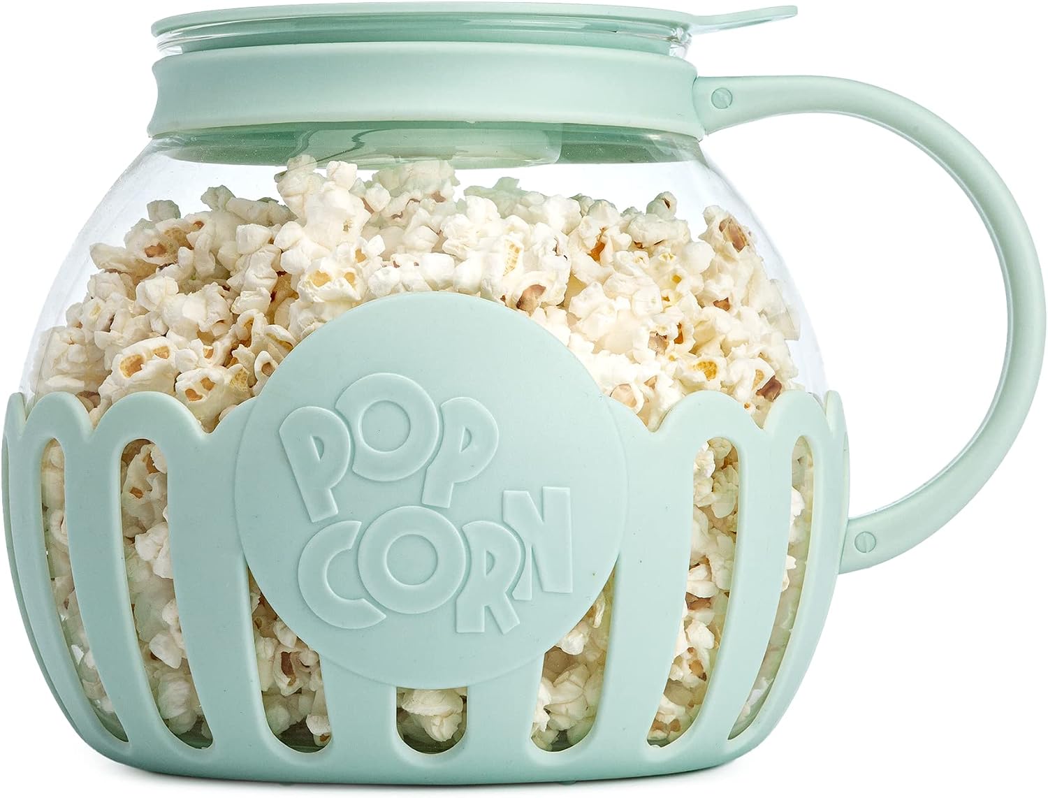Ecolution Patented Micro-Pop Microwave Popcorn Popper with Temperature Safe Glass, 3-in-1 Lid Measures Kernels and Melts Butter, Made Without BPA, Dishwasher Safe, 3-Quart, Red