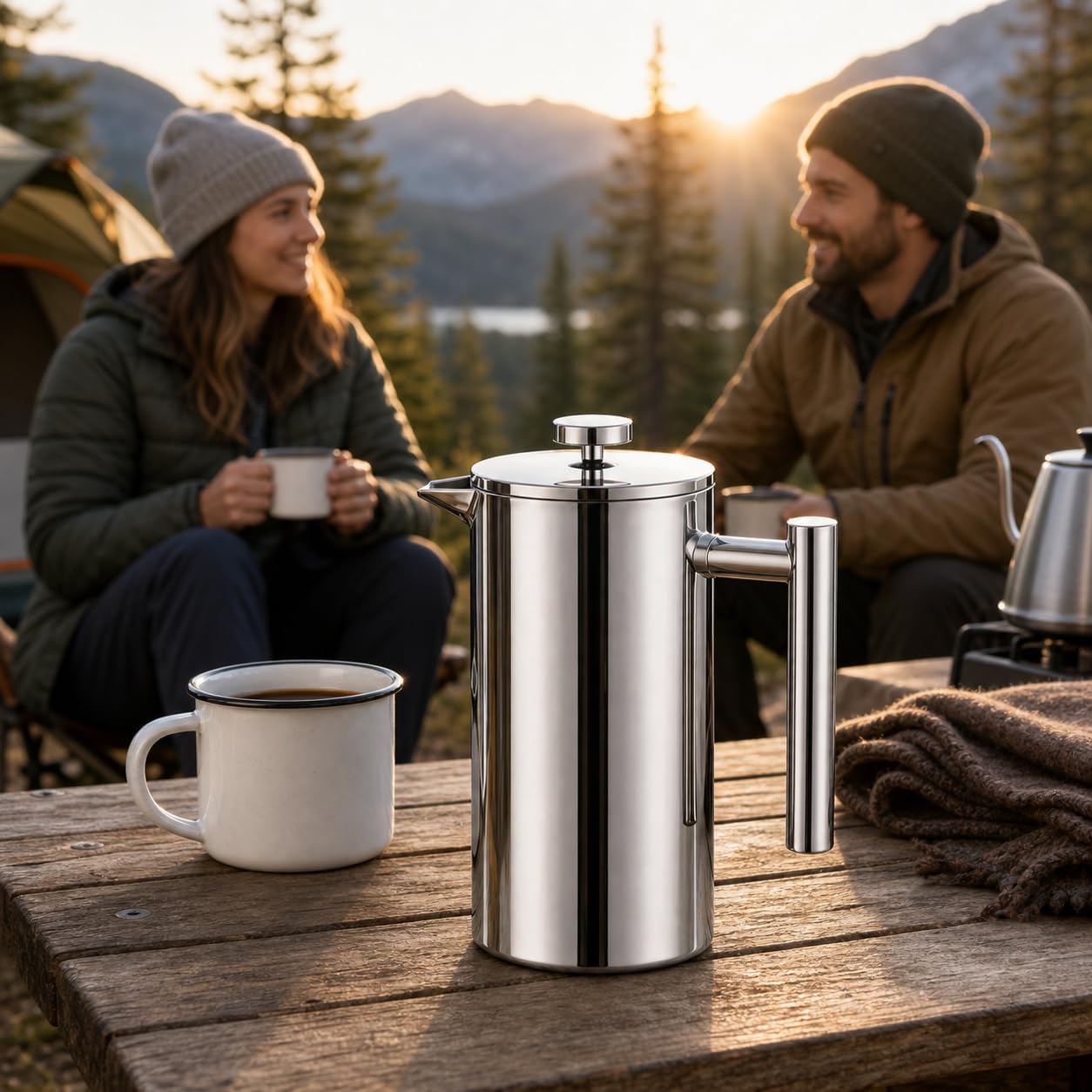 Black French Press Stainless Steel 34oz