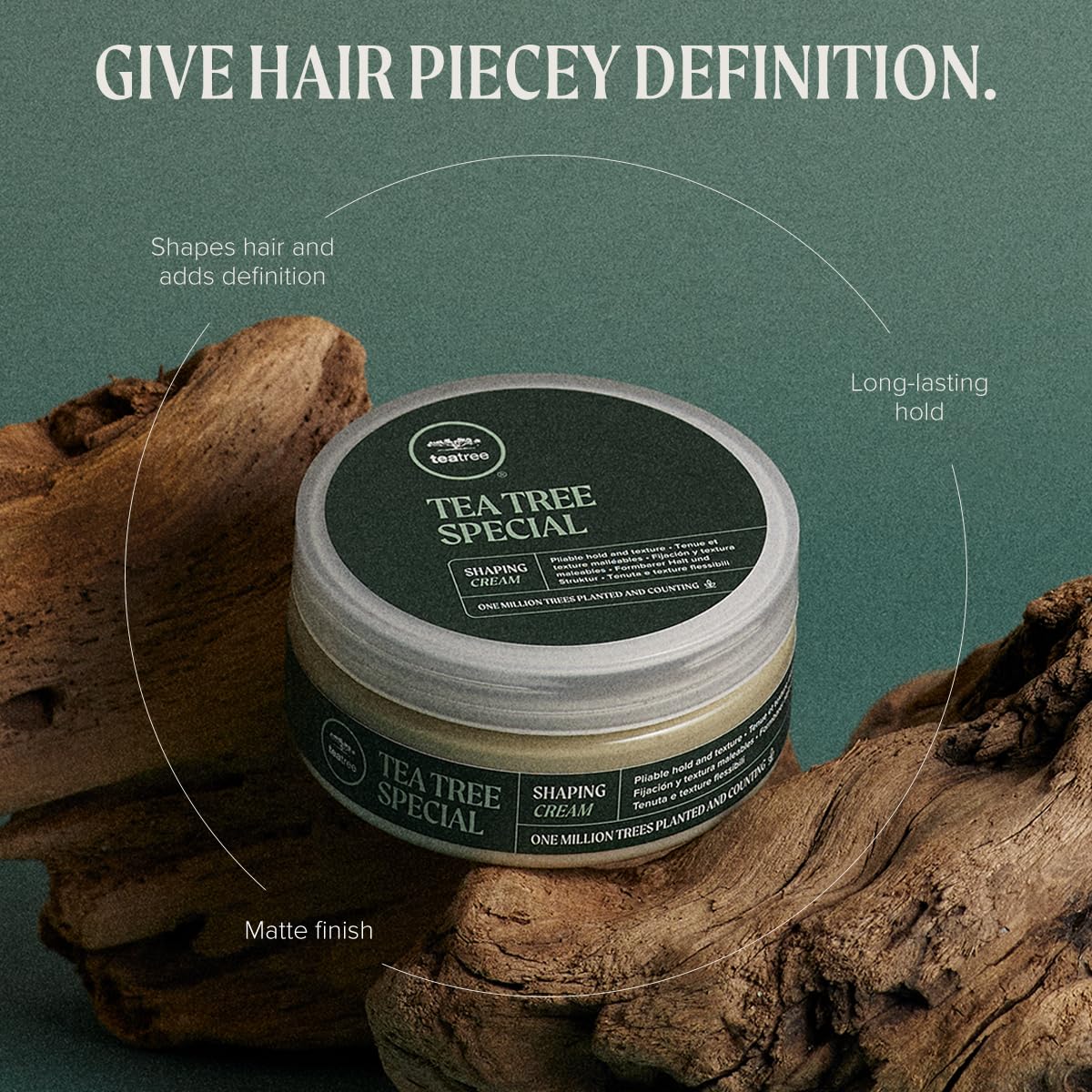Tea Tree Shaping Cream, Hair Styling Cream, Long-Lasting Hold, Matte Finish, For All Hair Types
