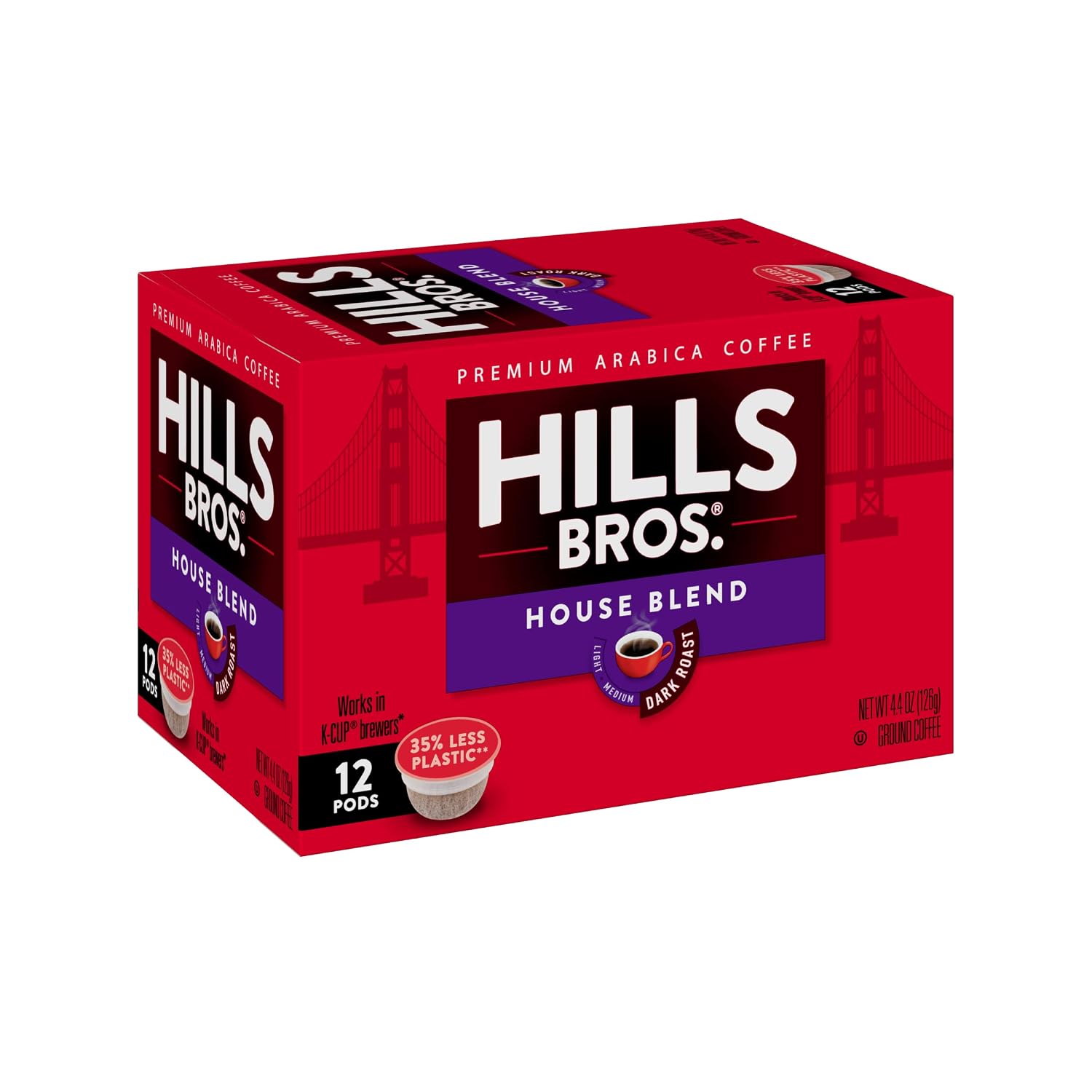 Hills Bros Single Serve Coffee Pods, 100% Colombian Ground Coffee, Medium Roast, 12 Count – Keurig Compatible, Roasted 100% Arabica Beans, Smooth Balanced Flavor