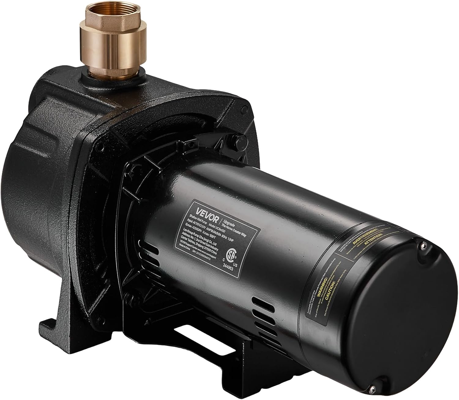 VEVOR 1/2 HP Shallow Well Jet Pump, AC 115/230 Volt, 790 GPH Dual Voltage Cast Iron Well Jet Pump, with 147 ft Max Head Lift, Automatic Pressure Switch, for Garden Irrigation Lawn Sprinkler System