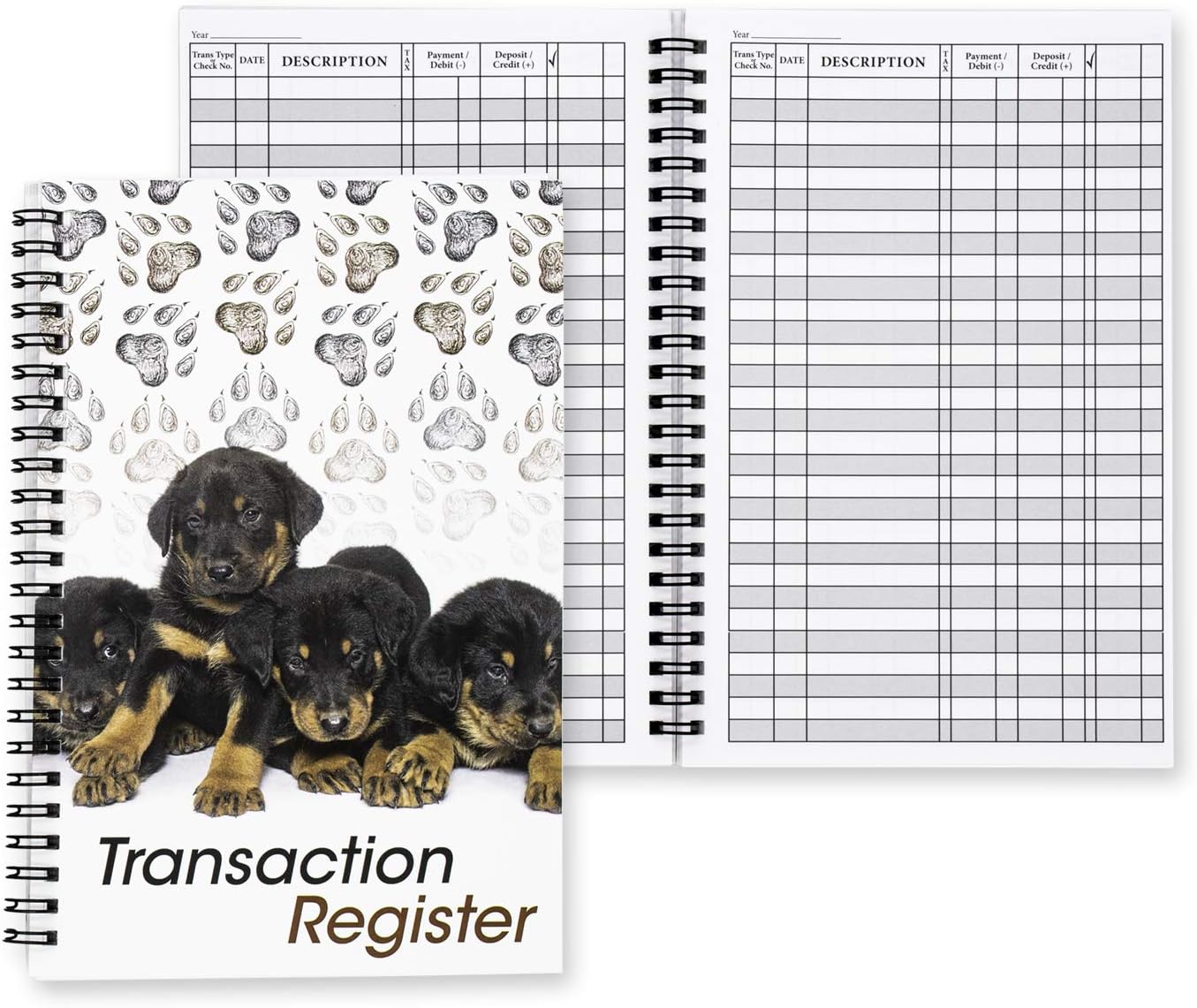 Side Spiral Bound Puppies Checkbook/Transaction Register