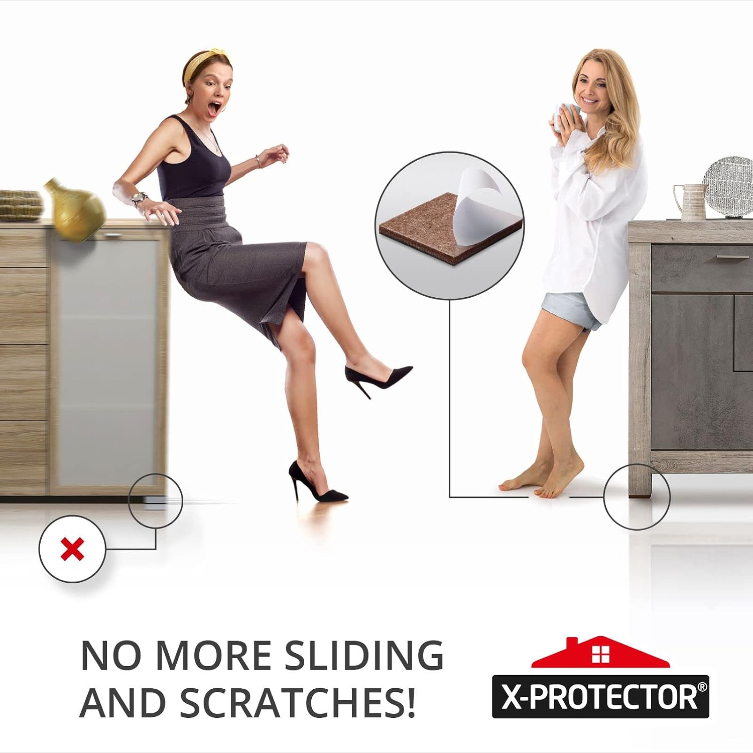 X-PROTECTOR Non Slip Furniture Pads – 12 Premium Furniture Grippers 3"! | Best SelfAdhesive Rubber Feet Furniture Feet – Ideal Non Skid Furniture Pad Floor Protectors – Keep Furniture in Place!