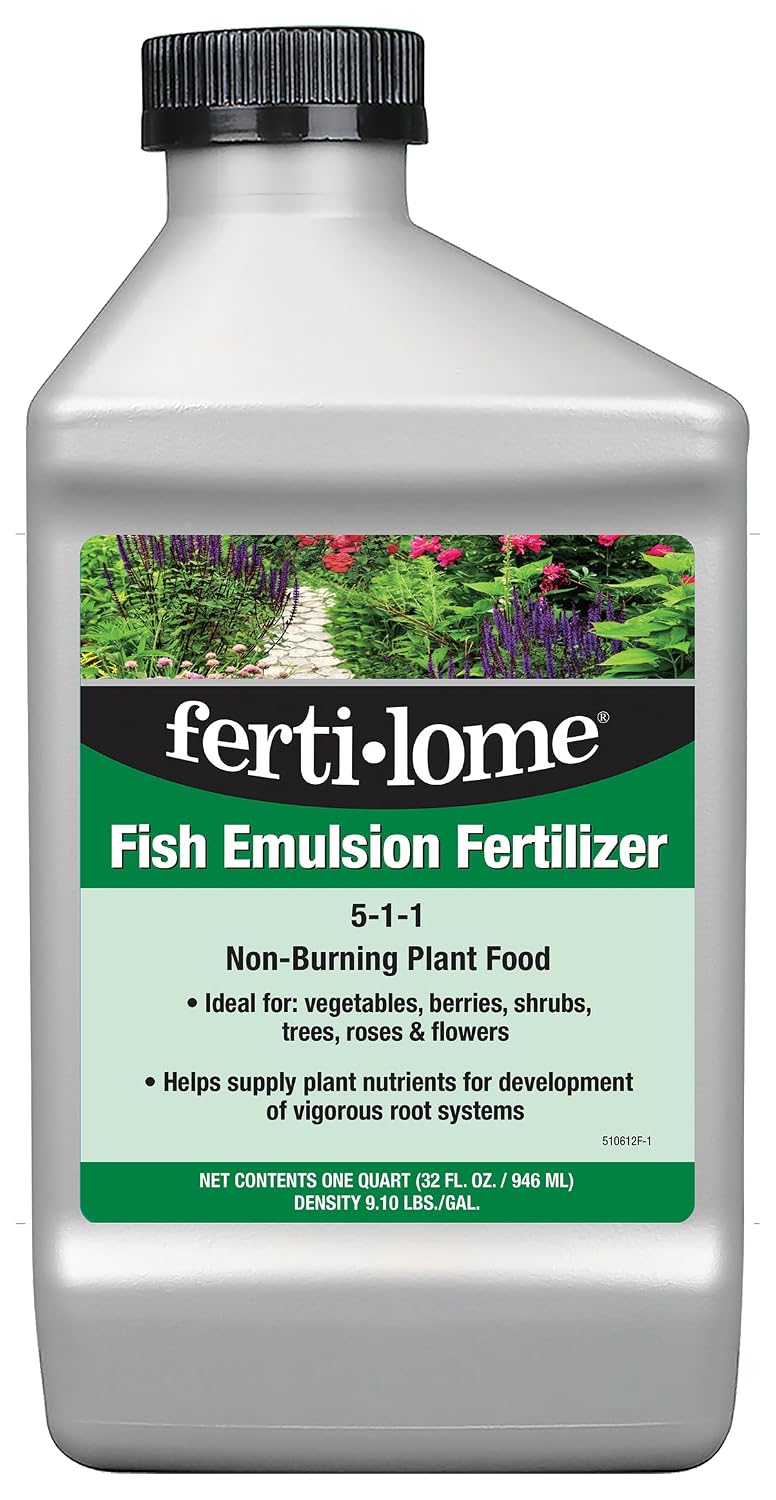 Fertilome (10614) Fish Emulsion Fertilizer 5-1-1, 1 gal | 5-1-1 concentrated fish solubles - Natural nutrient release for houseplants, fruits & vegetables - Gardeners