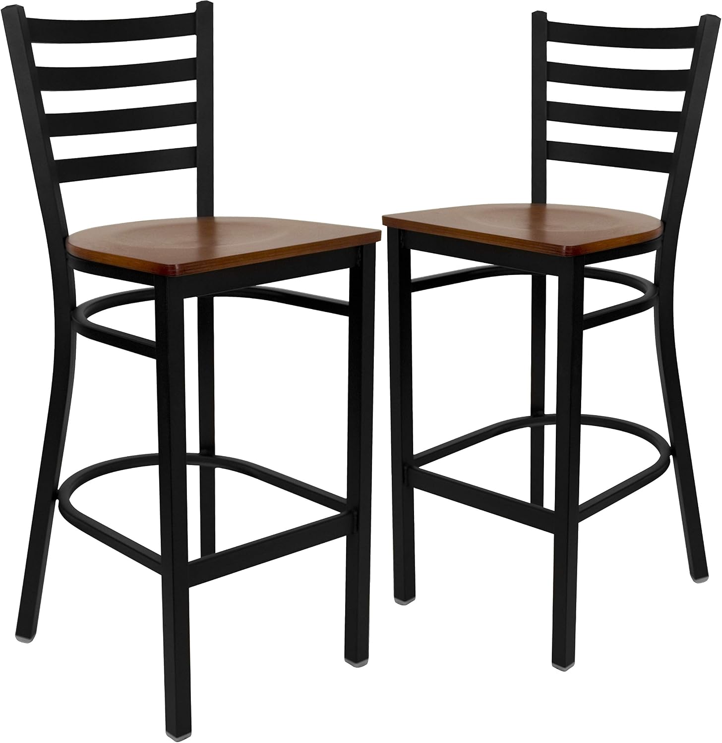 Flash Furniture Hercules Series Ladder Back Metal Restaurant Barstool, Modern Upholstered Armless Bar Height Chair for Restaurants and Kitchens, Black | Vinyl Upholstery, Durable Construction, Commercial Use