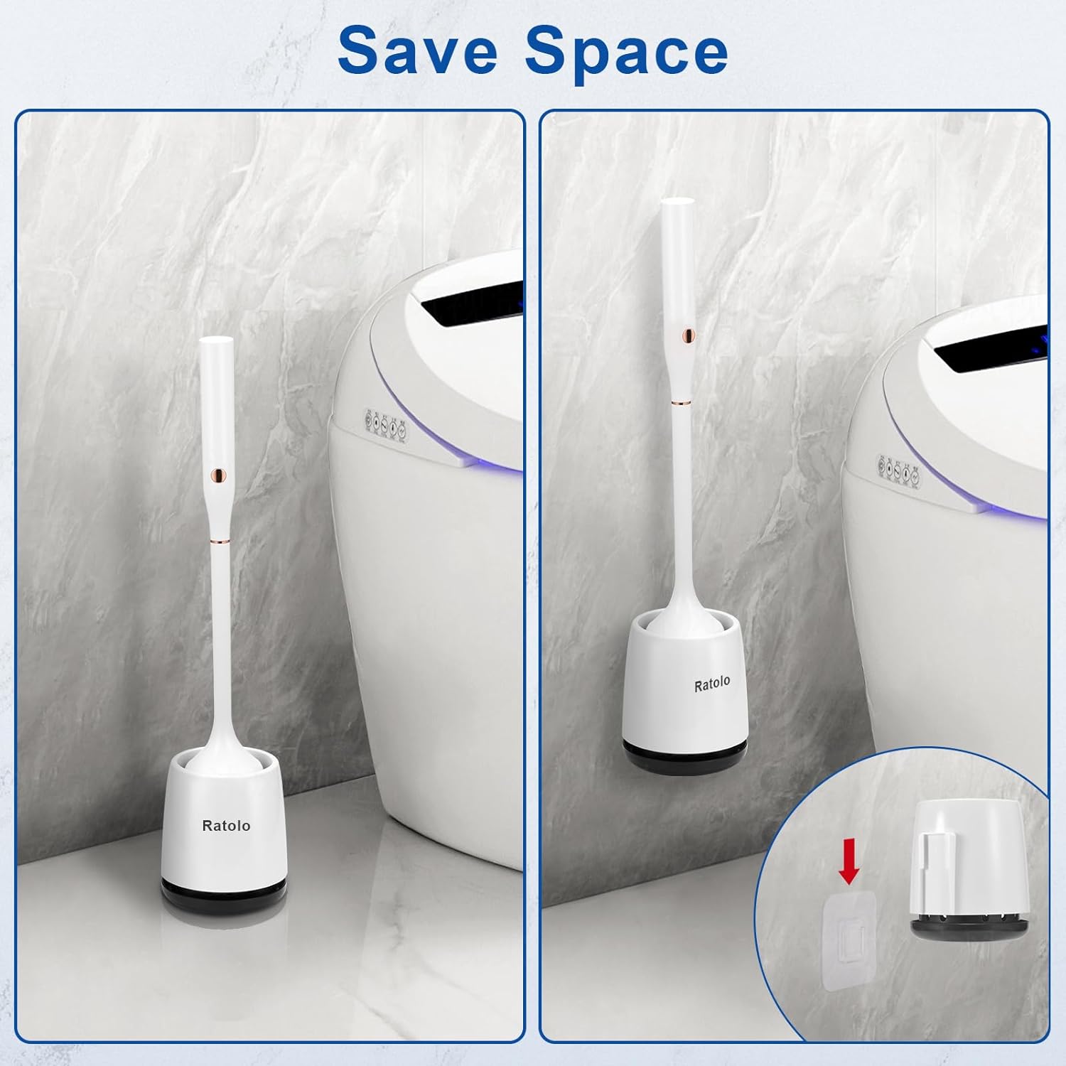 Electric Toilet Brush, Silicone Toilet Brush, Toilet Bowl Brush and Holder Set with Ventilated Holder, Toilet Brush, Floor Standing
