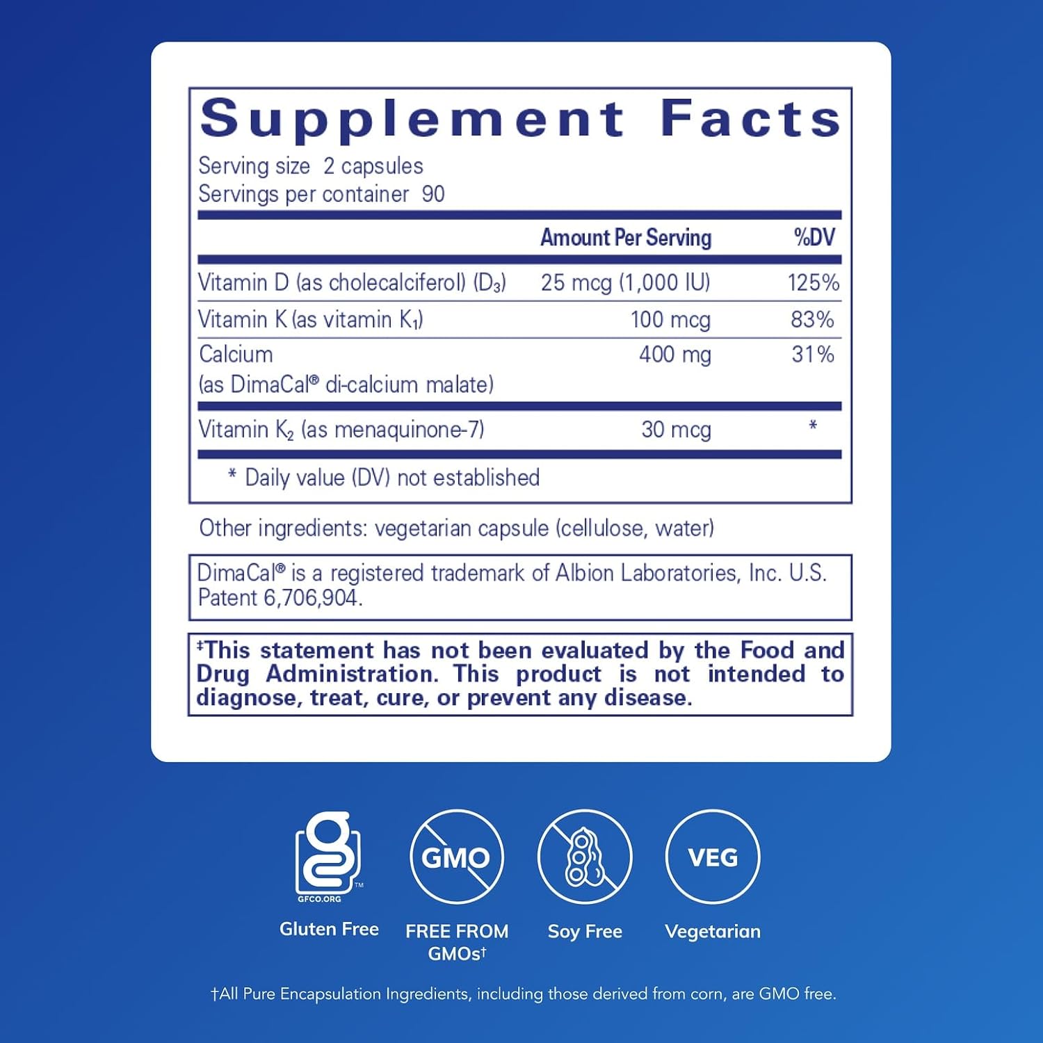 Pure Encapsulations Calcium K/D | Supplement for Bone Strength, Immune System, Colon, and Cardiovascular Health* | 180 Capsules