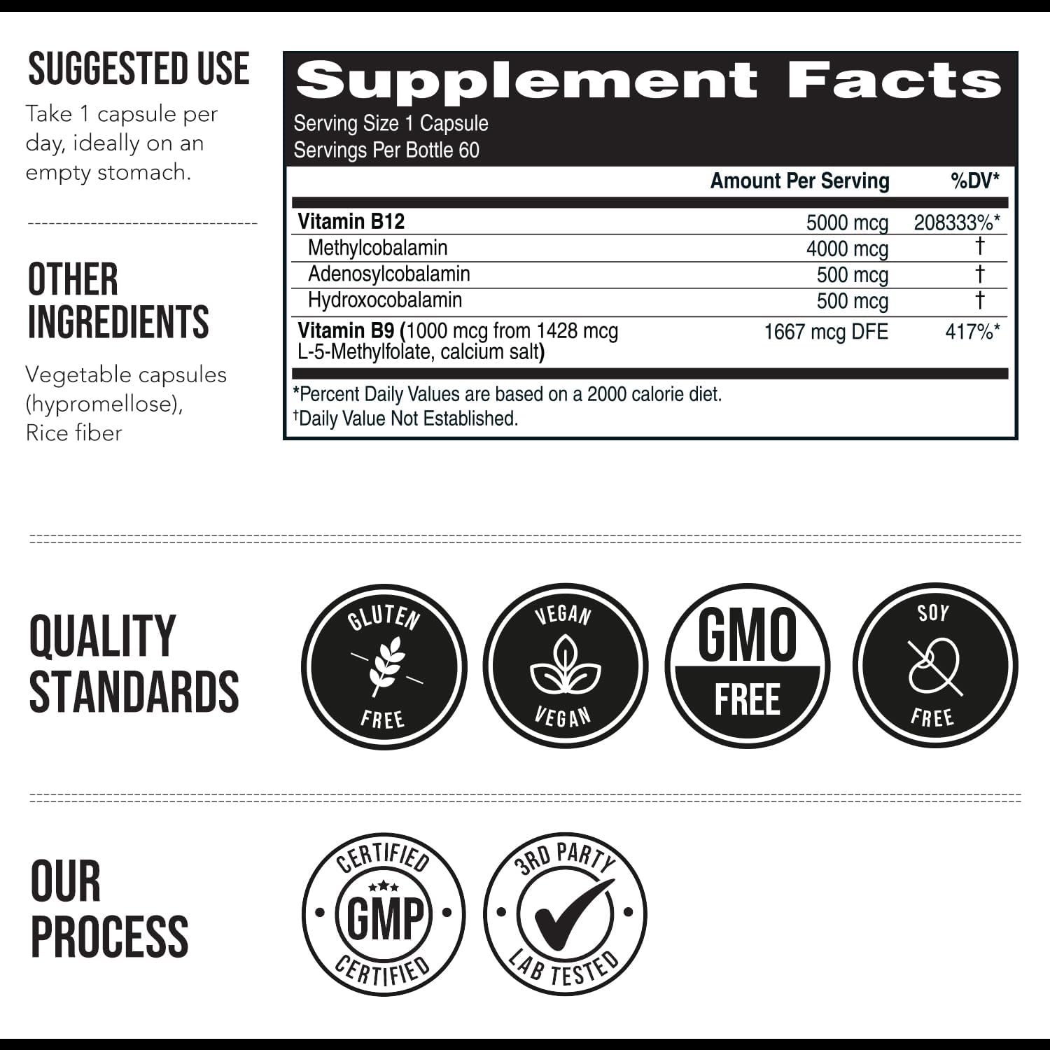 BioActive Vitamin B12 5000 mcg | 3 BioActive Forms Plus Methylfolate Cofactor - Methylcobalamin, Adenosyl & Hydroxy | Sublingual Liquid Drops