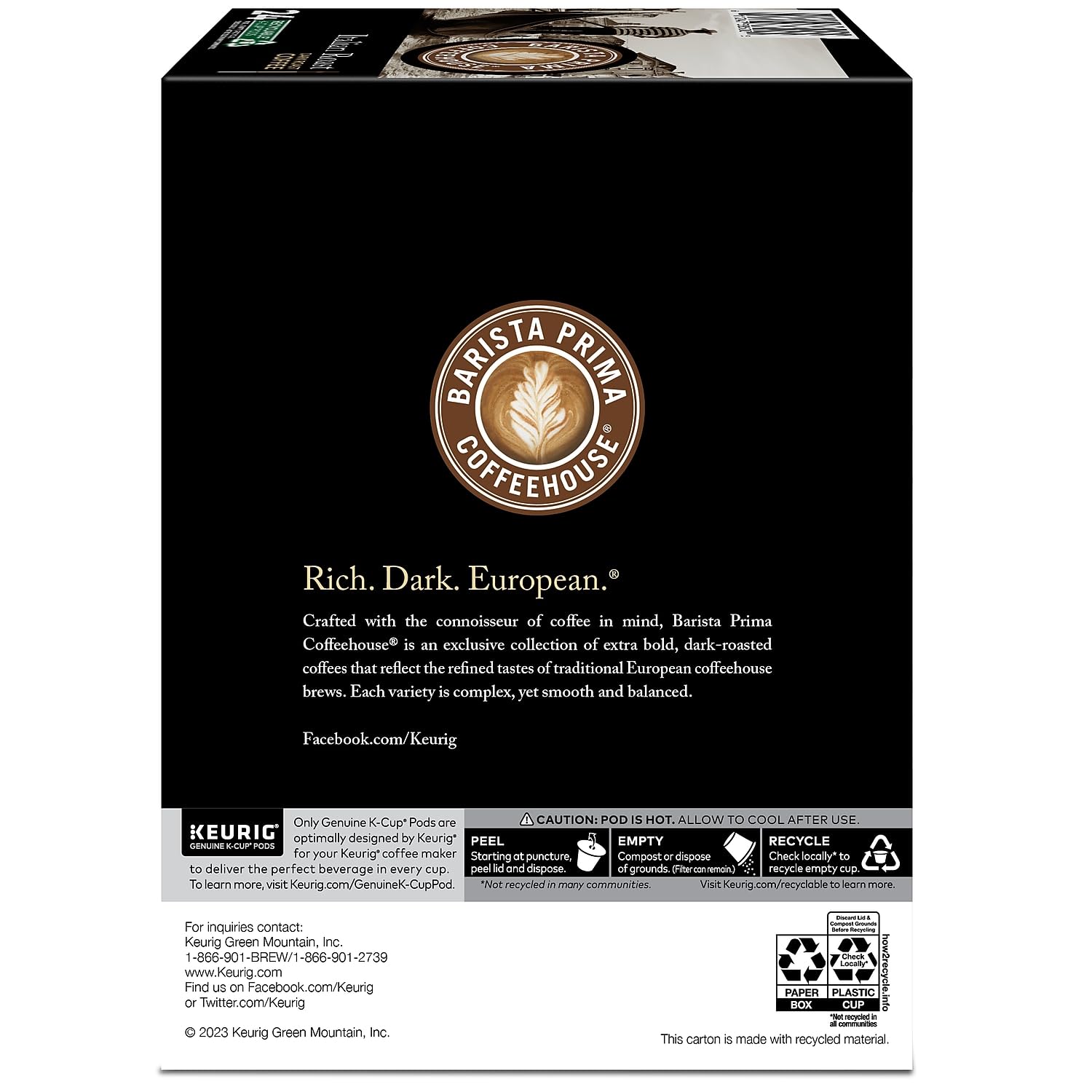 Barista Prima Coffeehouse Medium Dark Roast Extra Bold K-Cup for Keurig Brewers, Colombia Coffee 24 count (Pack of 4) (Packaging May Vary)