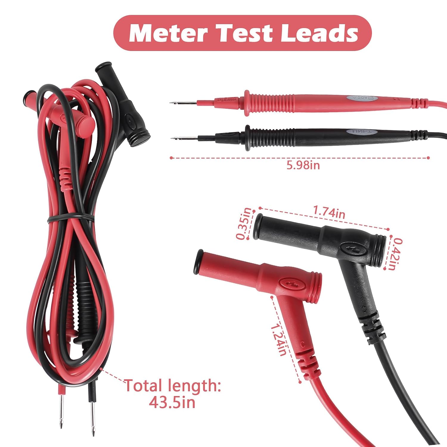 Multimeter Test Leads Cat III 1000V 20A Replacement for Fluke Ideal Simpson