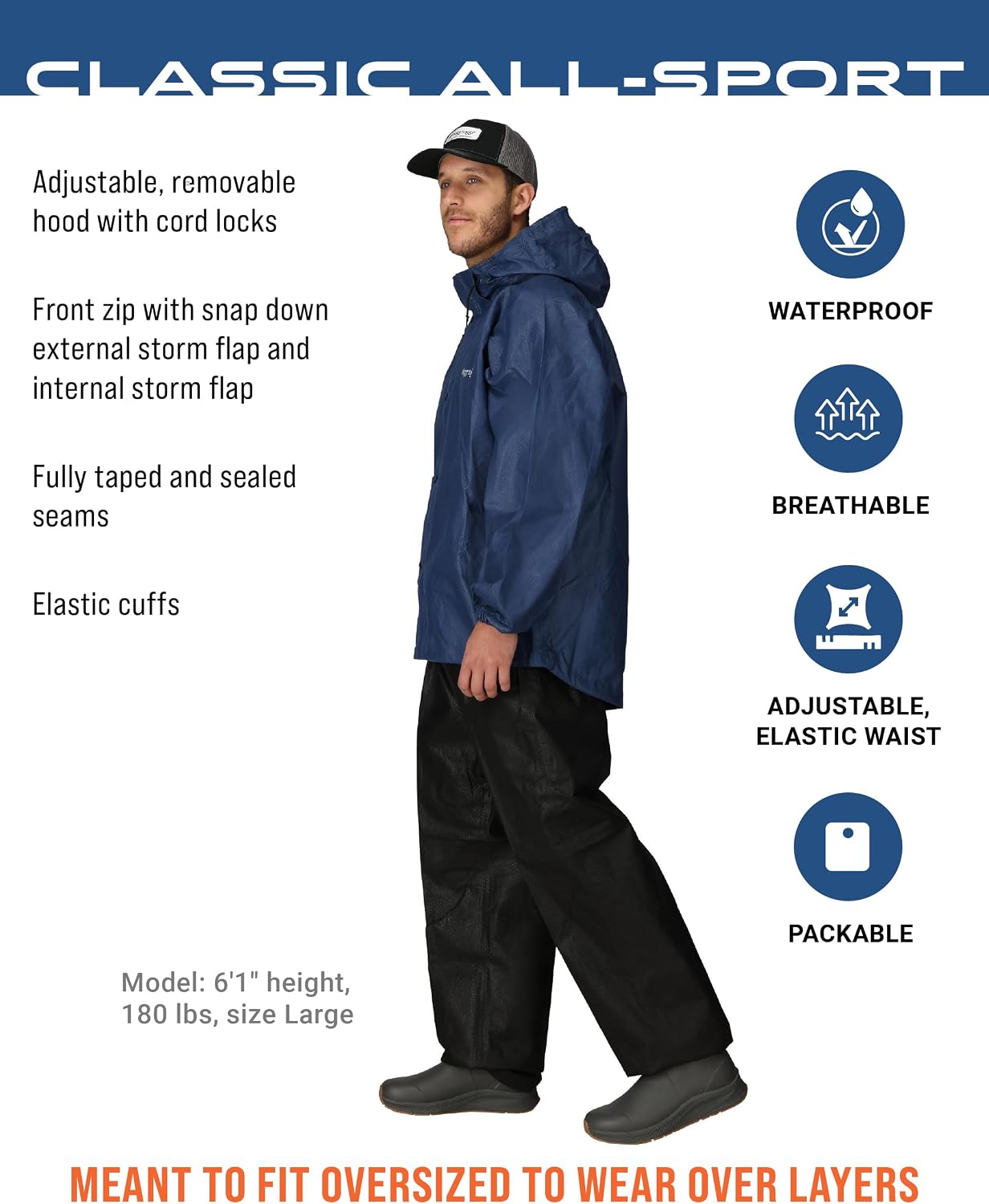 FROGG TOGGS Men's Classic All-Sport 3-Layer Waterproof Breathable Rain Suit