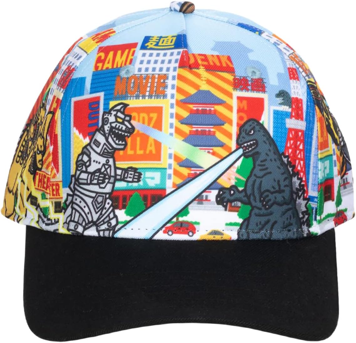 Bioworld Godzilla Cityscape Monsters Cartoon All Over Print Snapback Hat for Men