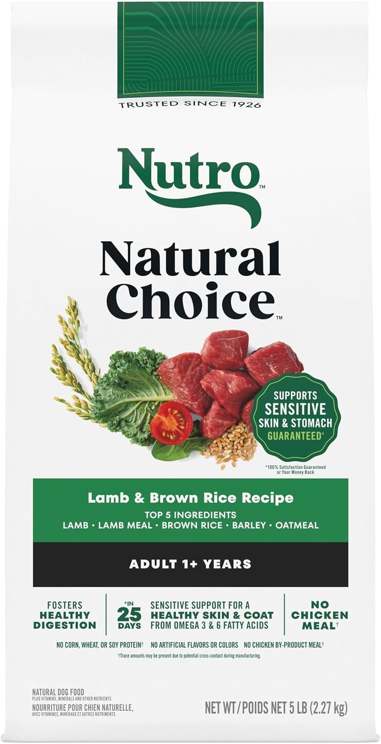 Nutro Natural Choice Adult Dry Dog Food, Chicken & Brown Rice Recipe, 5 lb | Non-GMO, Real chicken #1 ingredient, no corn, wheat, soy or chicken by-product meal, supports skin & coat/digestion/immunity
