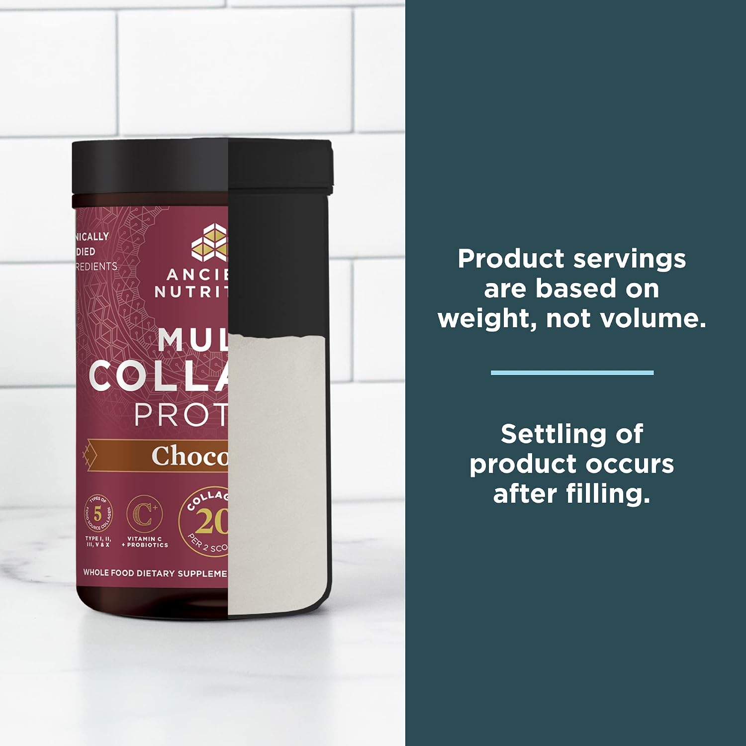 Ancient Nutrition Multi Collagen Protein Powder, 5 Types of Food Sourced Collagen, Providing Types I, II, III, V, and X, 16.2 Ounce