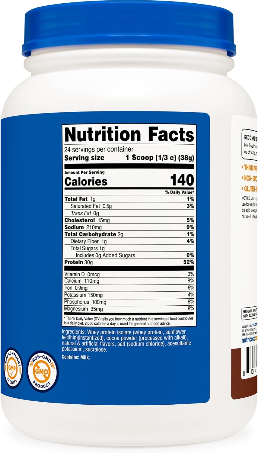 Nutricost Whey Protein Isolate Powder (Vanilla) 2LBS