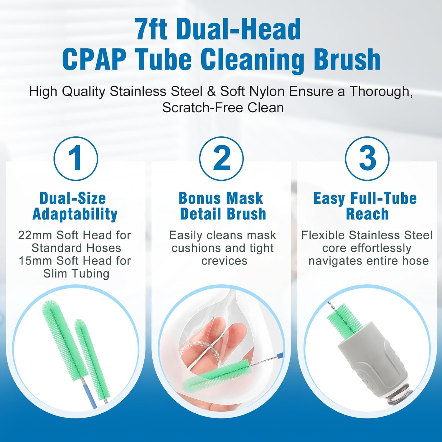 9 Pack CPAP Cleaning Kit for Hose & Mask, with Speed Control Hose Dryer, Collapsible Wash Basin & Hose Hanger, 7ft Cleaning Brush, CPAP Cleaning Supplies with Storage Bag, for 22mm & 15mm Tube