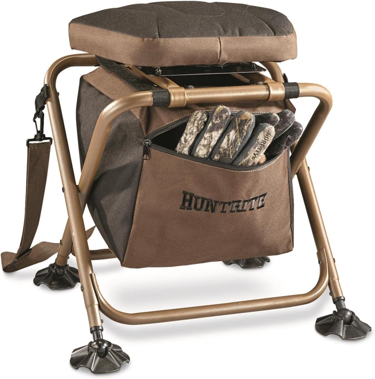 HUNTRITE 360 Swivel Hunting Blind Chair; 300 Pound Capacity, Folding, Lightweight, Portable, Padded Cushion Hunting Seat, Hunt Gear and Equipment