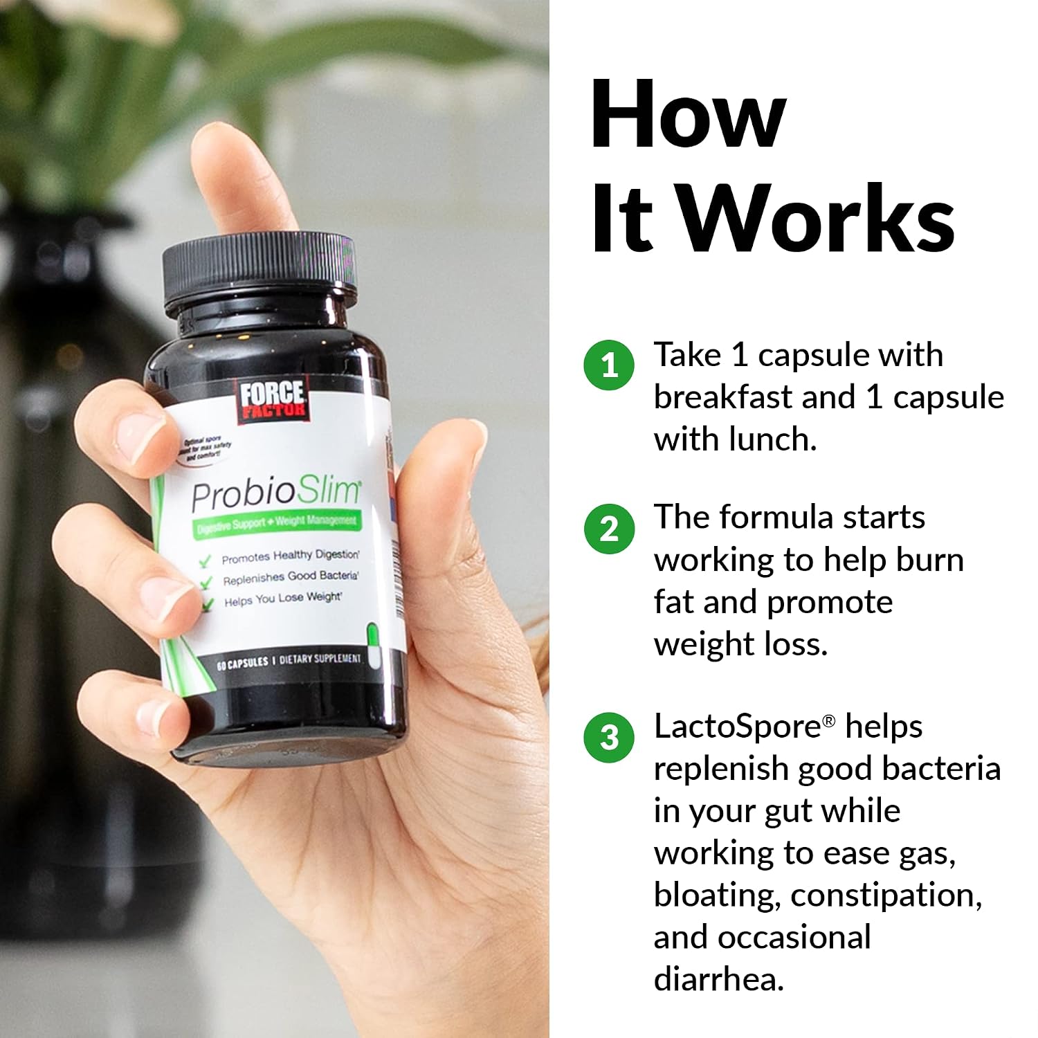 Force Factor ProbioSlim Probiotics for Women and Men, Probiotics for Digestive Health to Reduce Bloating, Gas, & Occasional Diarrhea, with Prebiotics