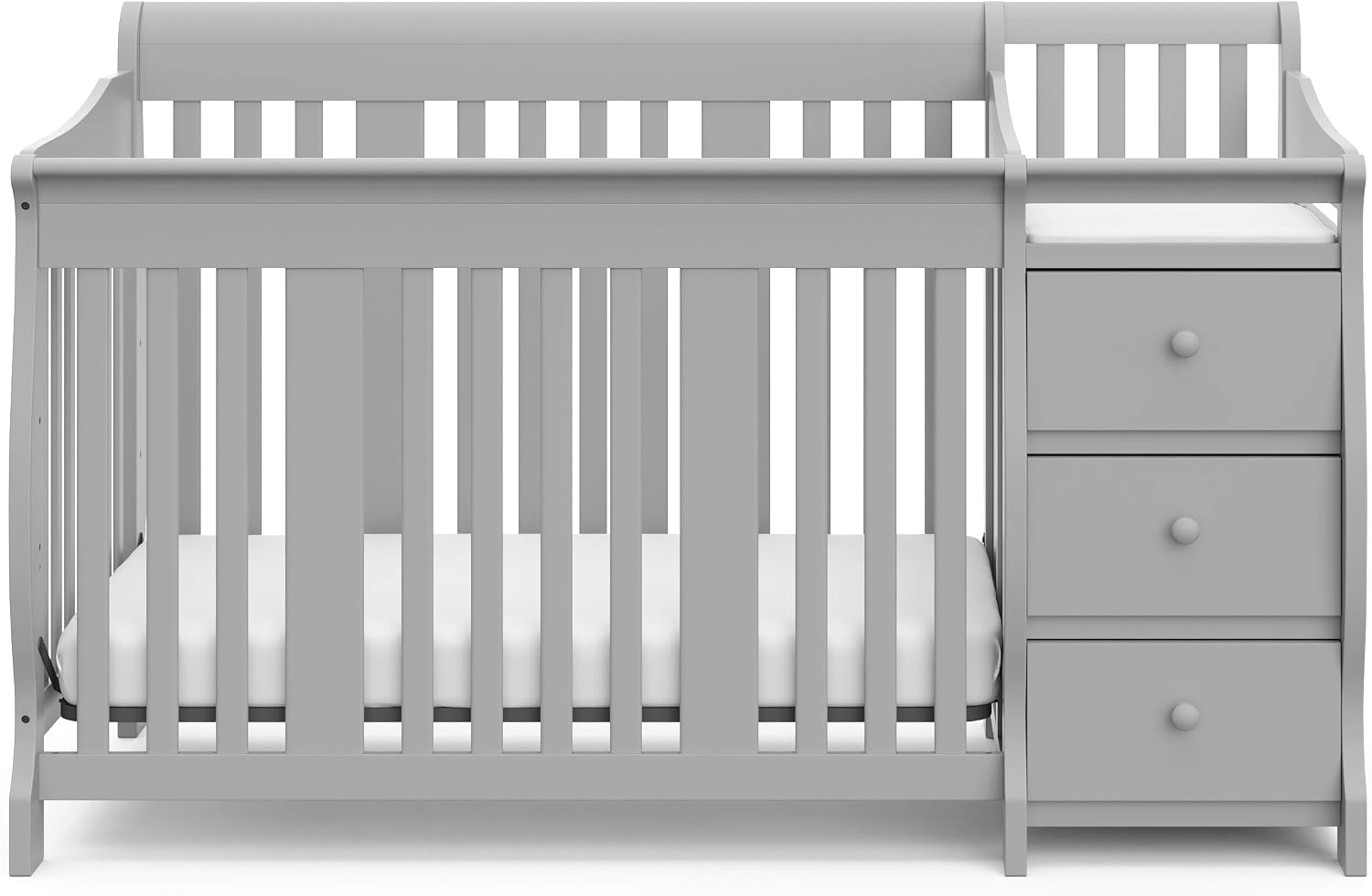 Storkcraft Portofino 5-in-1 Convertible Crib and Changer, Pebble Gray