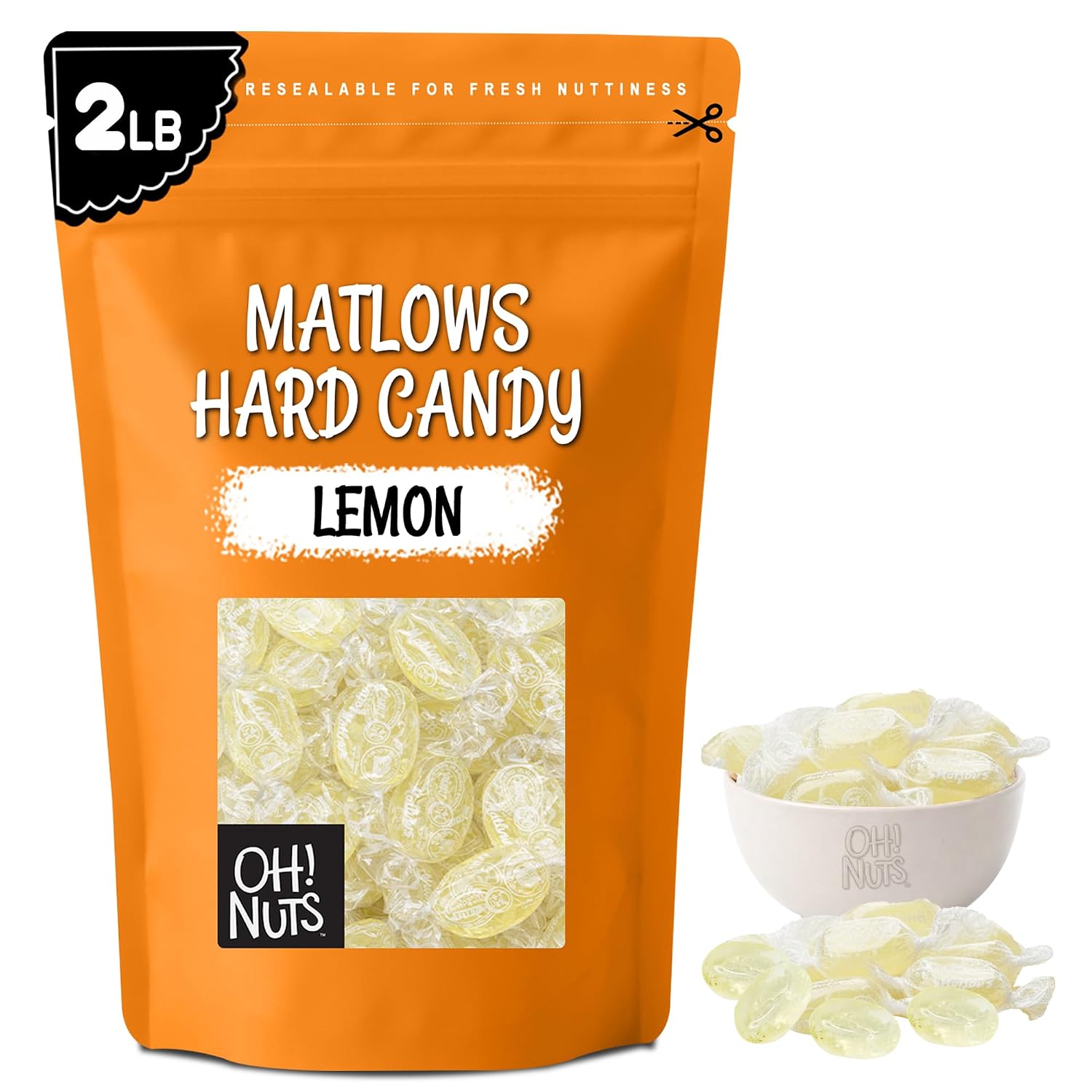 Oh! Nuts Hard Candy Mints Bulk, Individually Wrapped Mint Candy 2 LB | Hard Candy Individually Wrapped - Bulk Candy Individually Wrapped, Crystal Candy Mints, Kosher Certified, 2 LB Bag