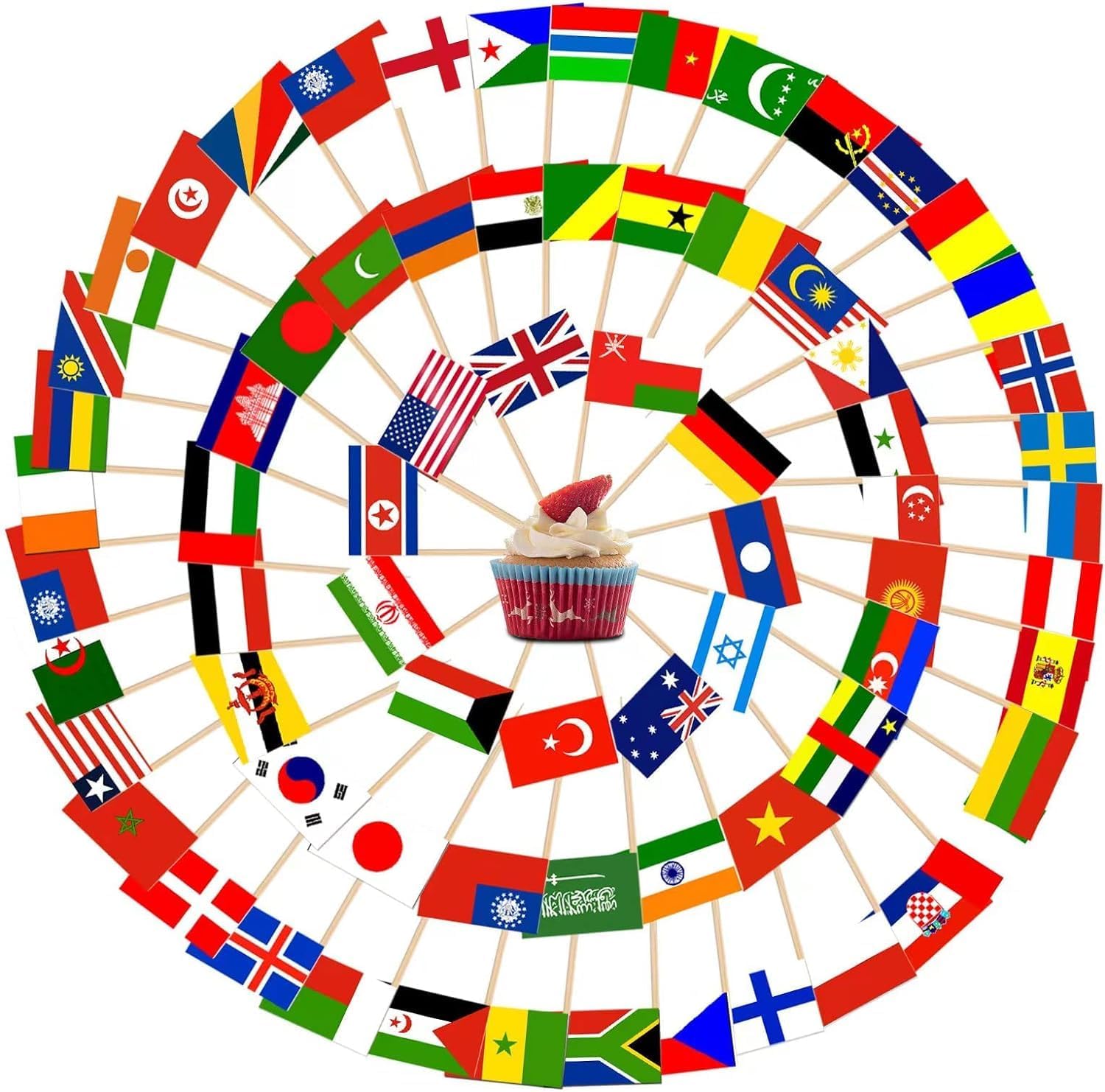 One Box of 100 Nicaragua Toothpick Flags, 100 Small Mini International Flag Cupcake Toothpicks or Cocktail Picks