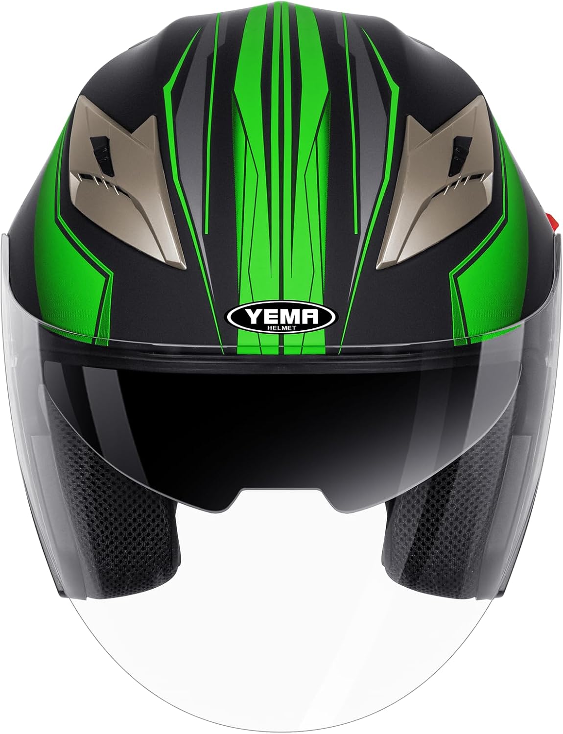 YEMA Open Face Motorcycle Helmets, DOT Approved 3/4 Moped Helmet Dual Visor Quick Release Buckle, Helmets for Adults Motorcycle Men Women Helmets for Moped Scooter Streey