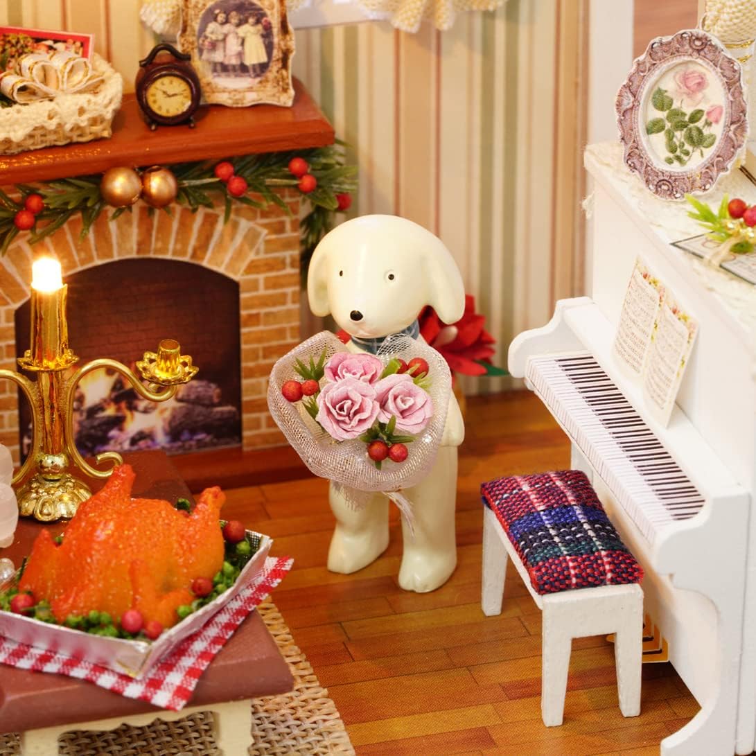 Kisoy Romantic and Cute Dollhouse Miniature DIY House Kit Creative Room Perfect DIY Gift for Friends,Lovers and Families (Sunny Holiday Time)