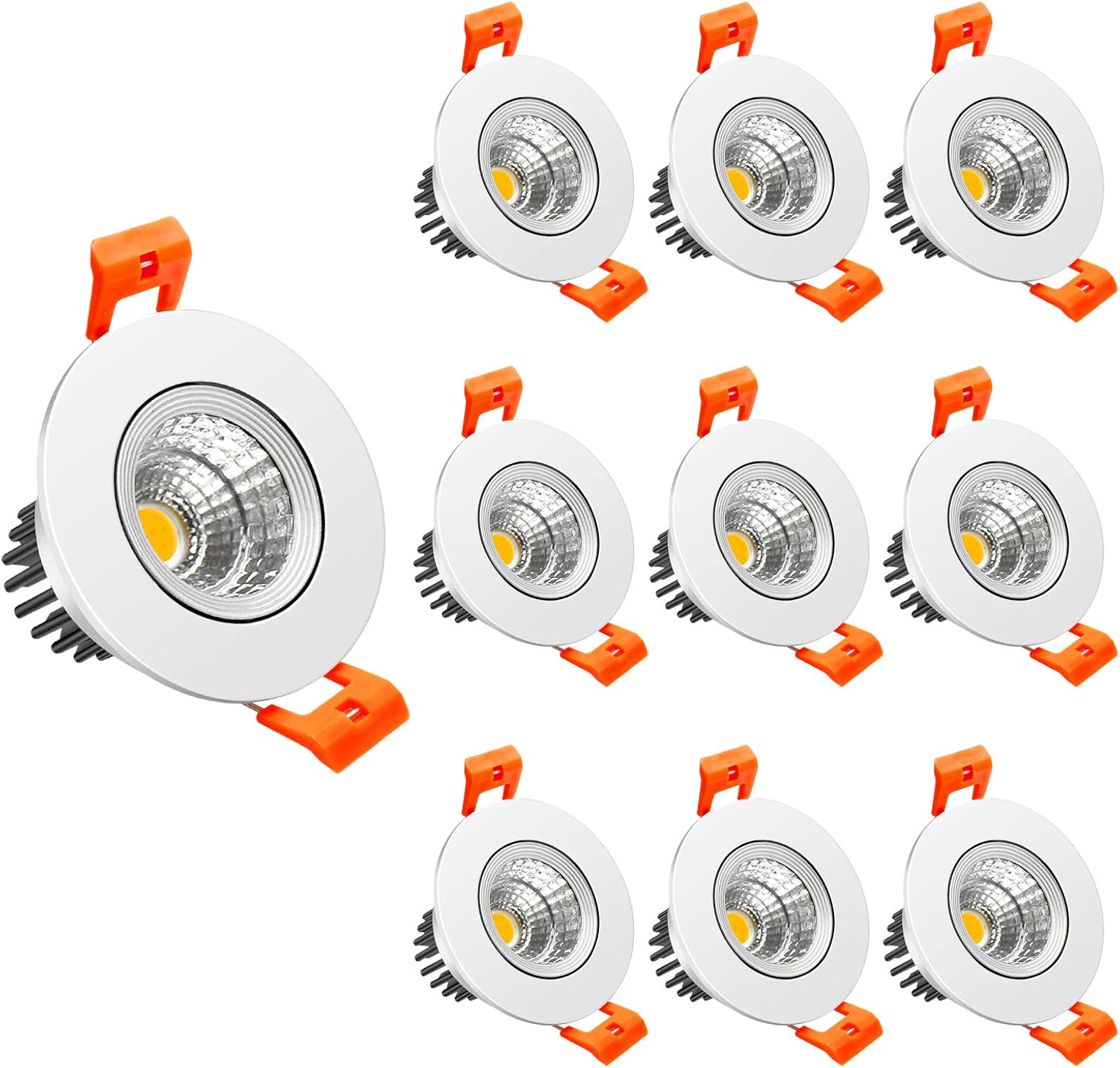 LightingWill 2inch LED Dimmable Downlight, 3W COB Recessed Ceiling Light, Warm White 3000K-3500K, CRI80, 25W 220LM Halogen Bulbs Equivalent, White (4 Pack)