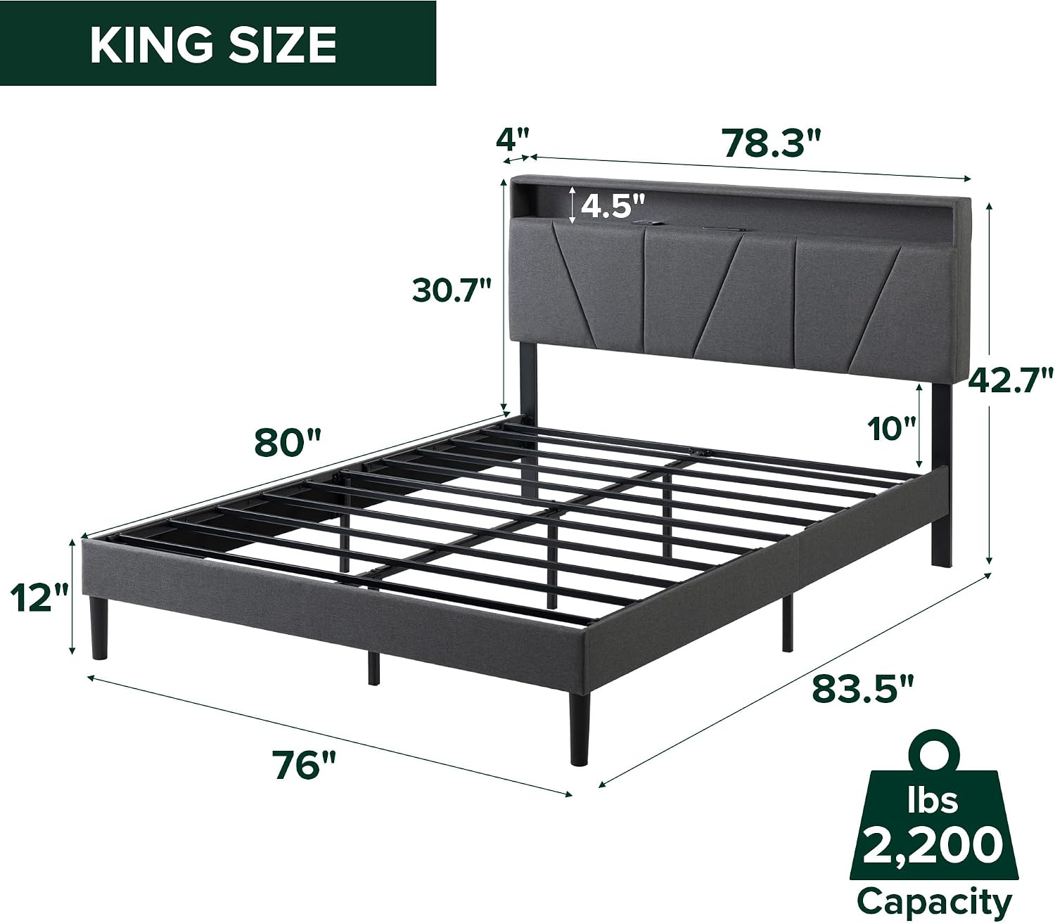 Zinus Maya Platform Bed Frame, Four Underbed Storage Drawers, Full | Secure Locking Drawers, Modern Upholstered Look, Minimalist Design, Straightforward Assembly, No Box Spring Needed