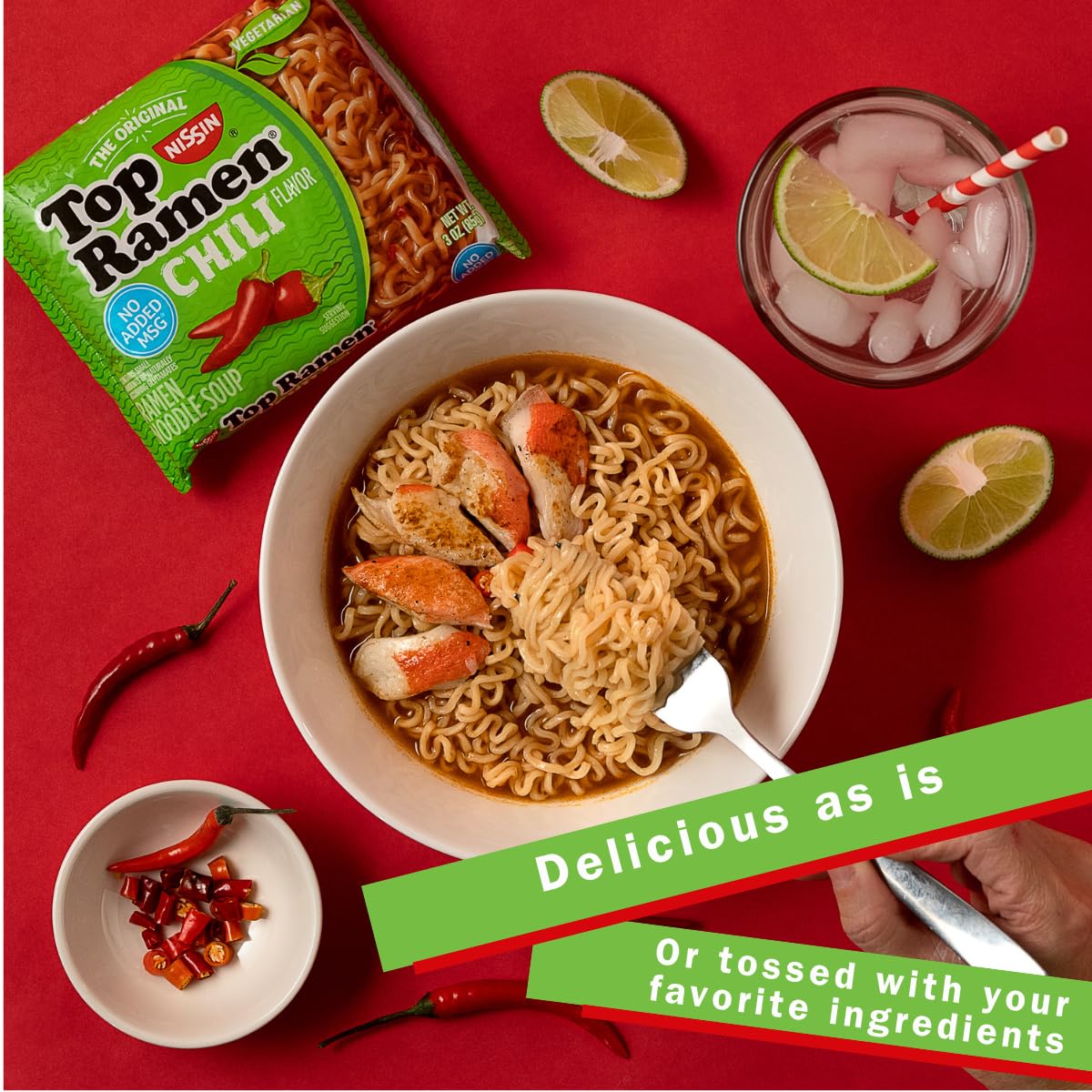 Nissin Top Ramen Noodle Soup, Chicken, 3 Ounce (Pack of 24) | Quick, convenient meal ready in minutes with just hot water.