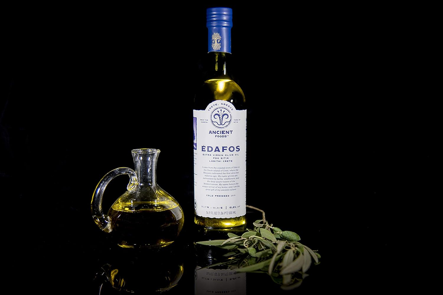 Ancient Foods EDAFOS Extra Virgin Olive Oil Cold Pressed – Fresh, Cold Pressed olive oil from Greece, PDO Crete – 16.9oz (500ML)