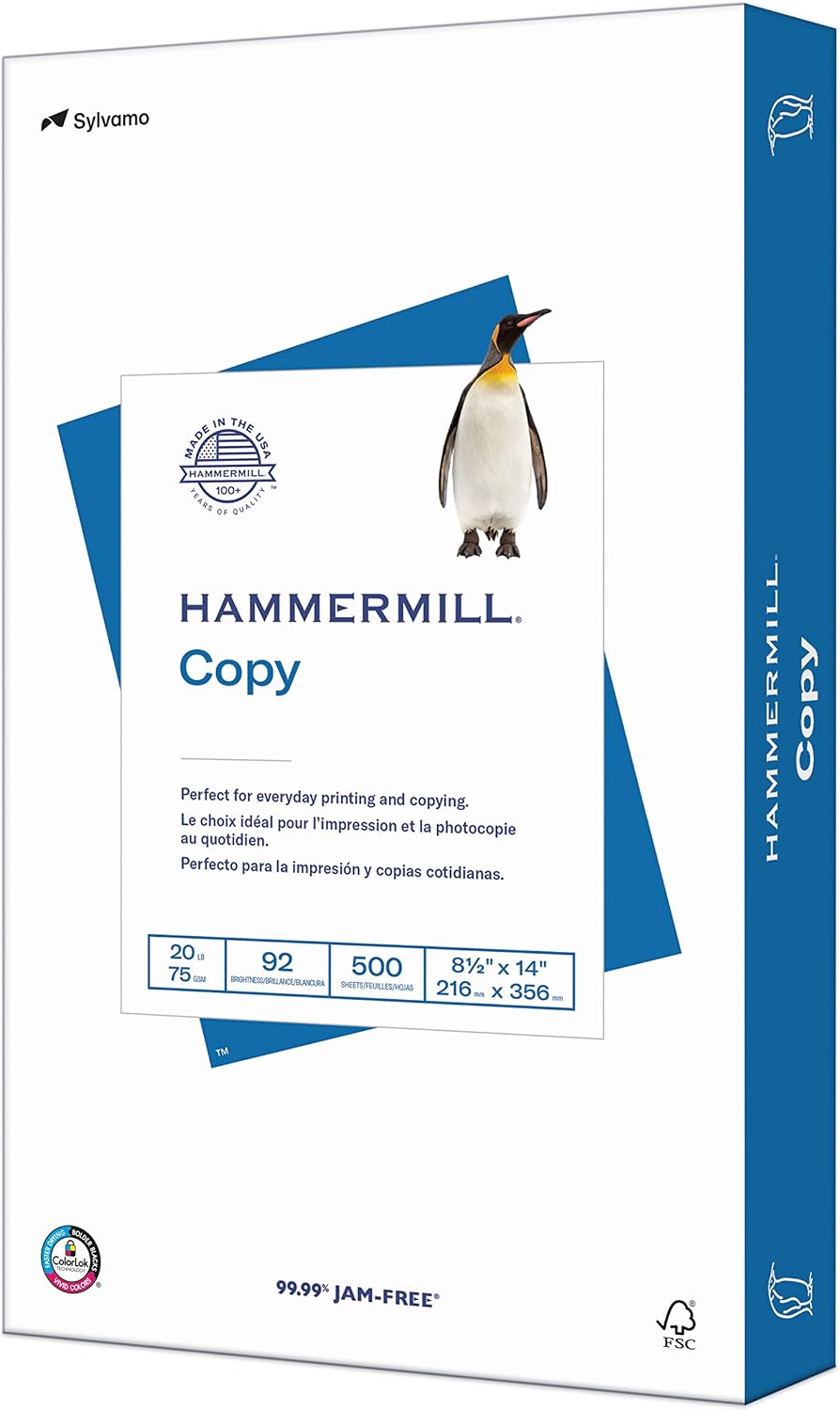 Hammermill Printer Paper, 20 lb Copy Paper, 8.5 x 11-1 Small Pack (400 Sheets) - 92 Bright, Made in the USA