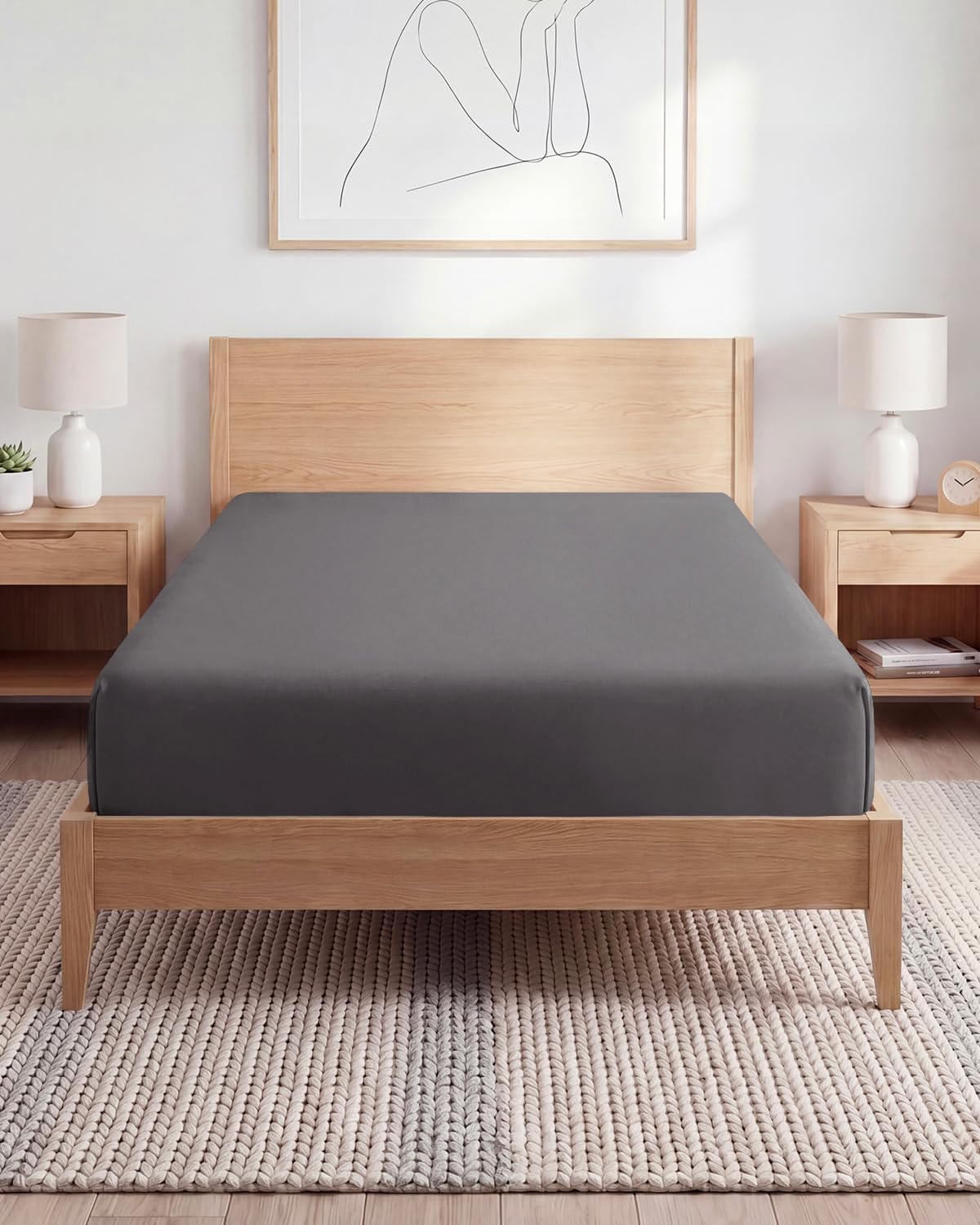 Fitted Hospital Bed Sheet - Hospital Bed Sheets for Home Use - Dark Grey | Ultra-Soft Brushed Microfiber Bedding with 16 Inch Deep Pockets, Extra Long 36 x 84 Fit, Breathable, Cooling and Wrinkle Free