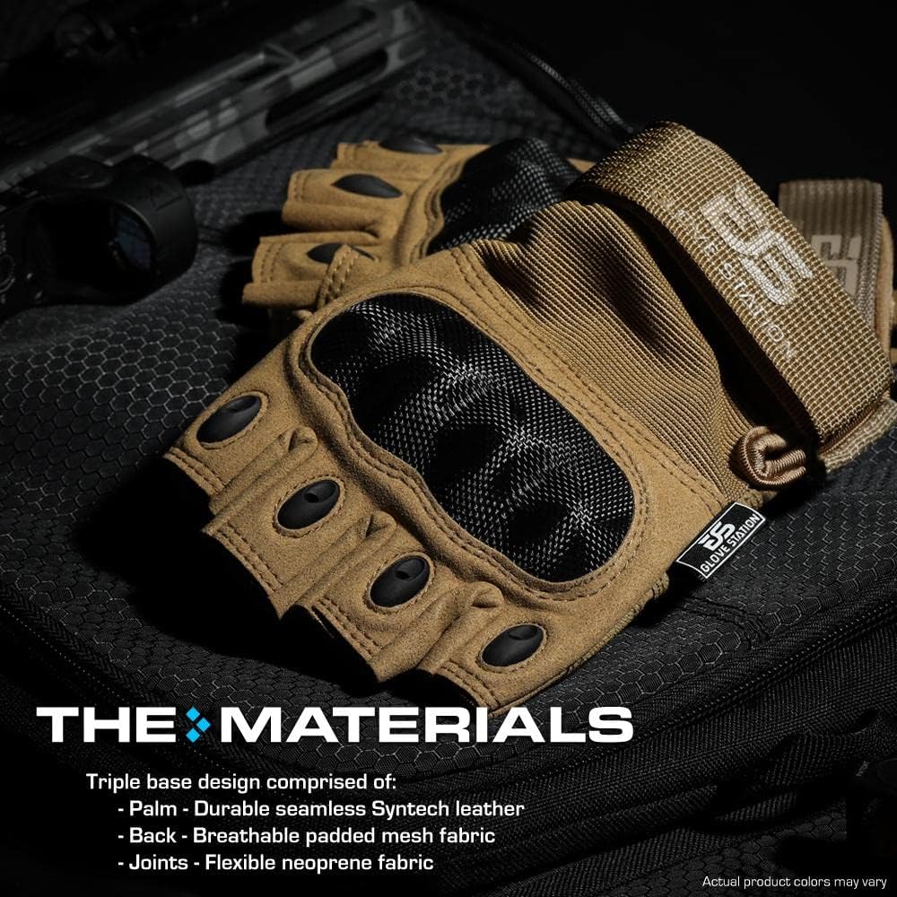 Glove Station Fingerless Knuckle Motorcycle Gloves, TACHK200