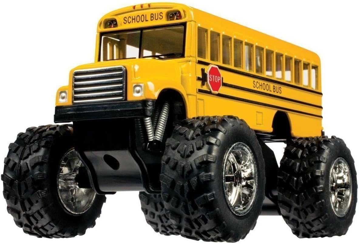 5" Monster School Bus Die Cast Metal Model, Pullback Action Toy Monster Truck