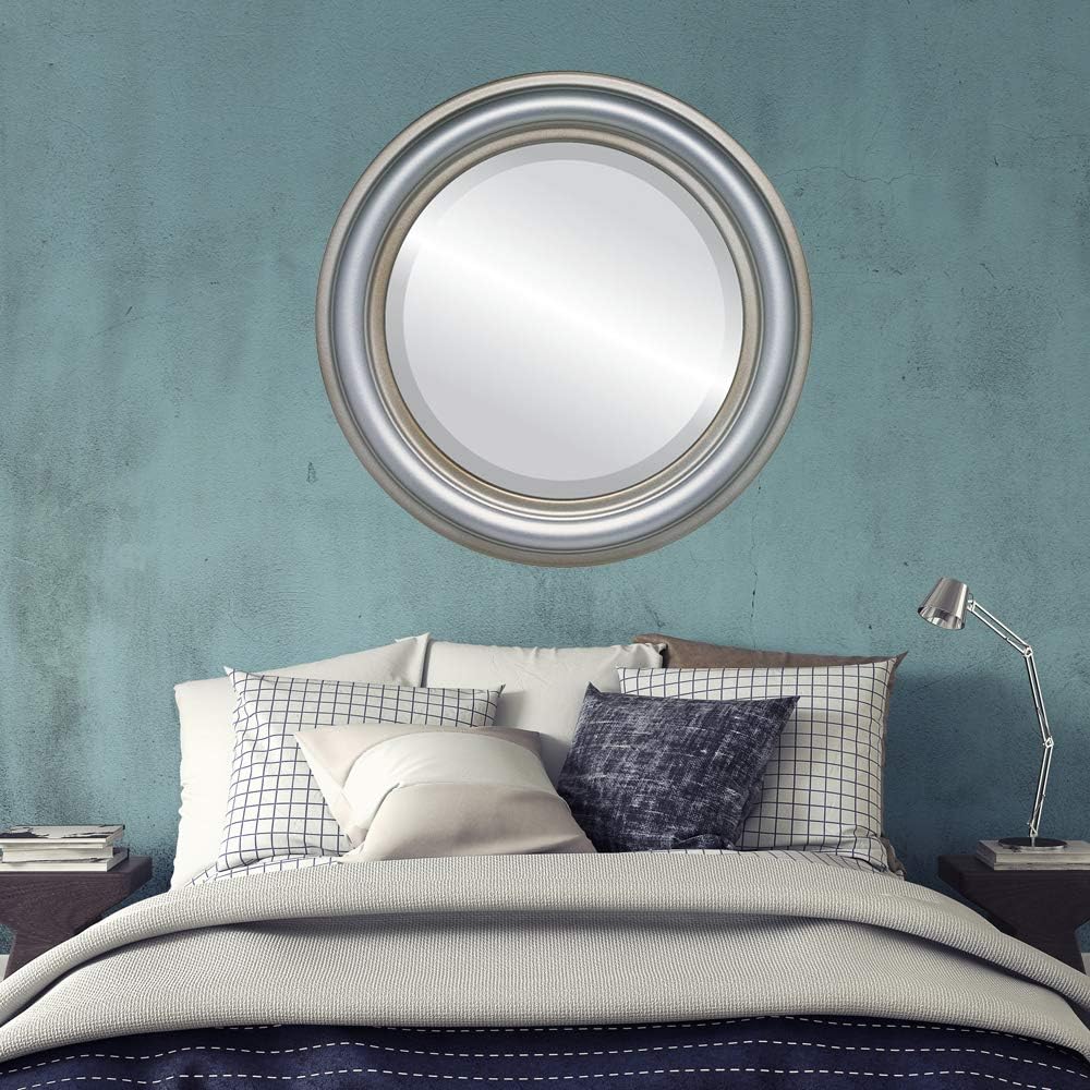 OVALCREST Round Beveled Wall Mirror for Home Decor - Philadelphia Style - Rubbed Bronze - 22x22 Outside Dimensions