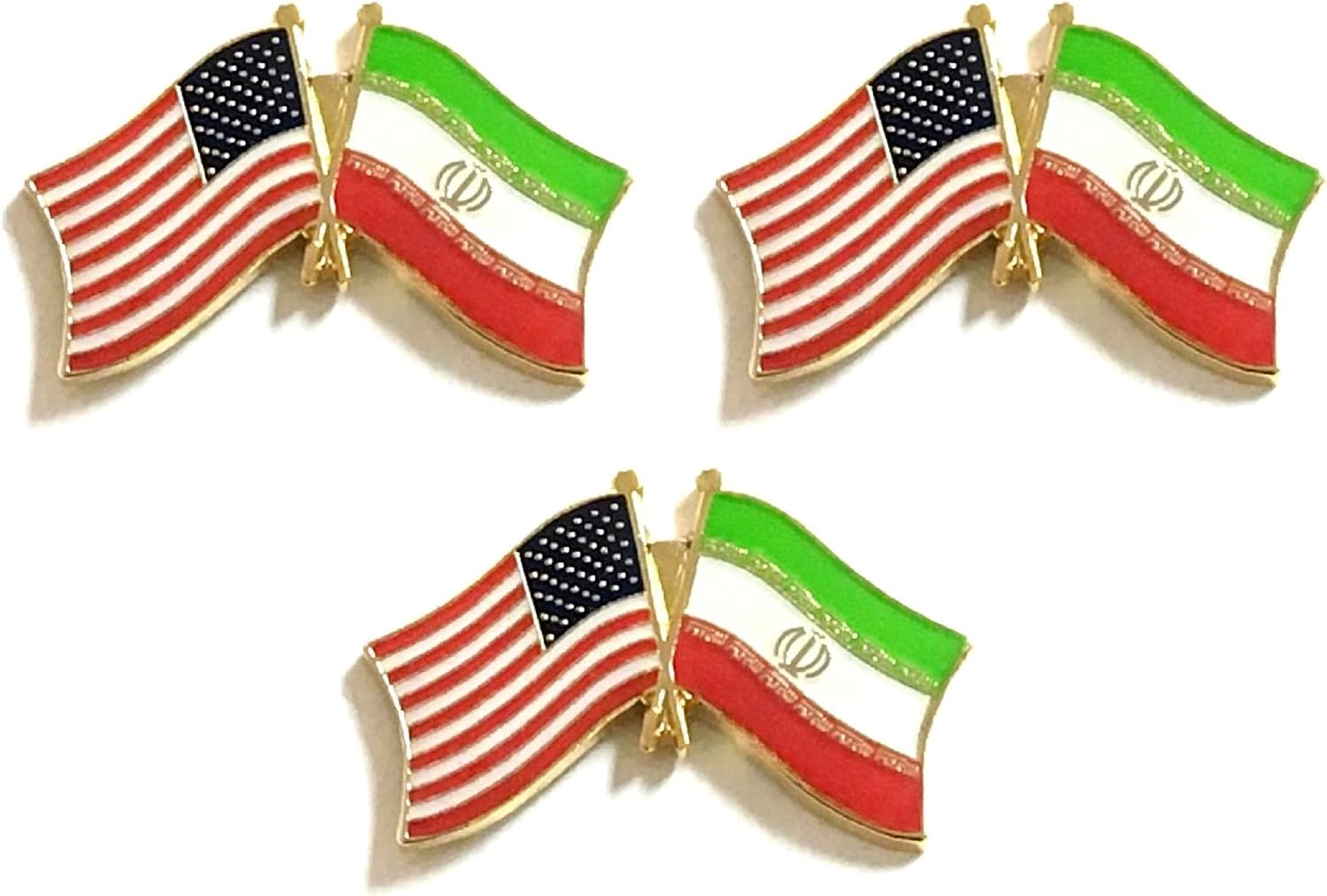 3 National Country Flag Crossed Enamel Flag Pins Pack of 3 Friendship Double Flags