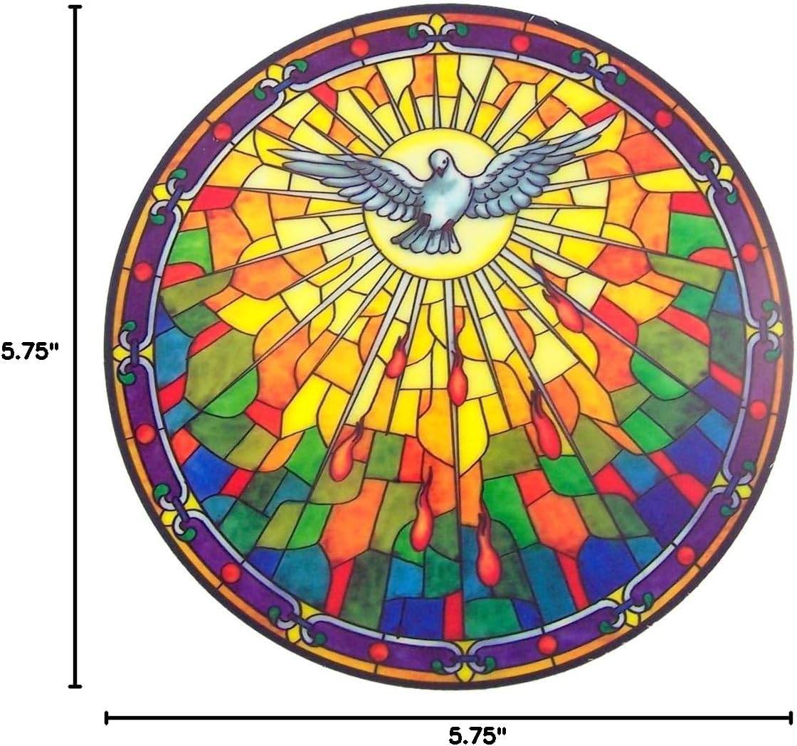 Holy Spirit Stained Glass Sun Catcher Window Sticker, 5 3/4 Inches