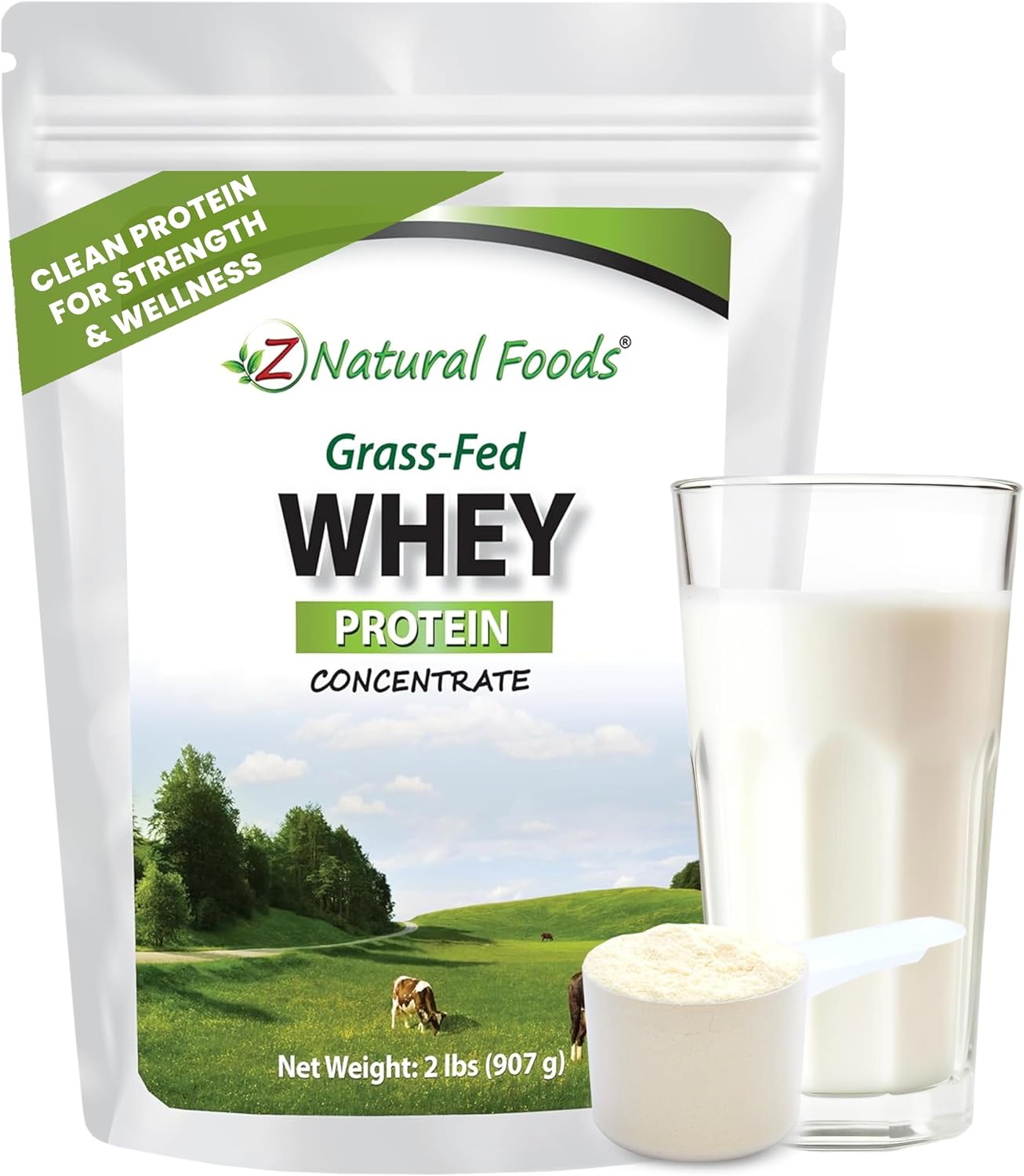 Z Natural Foods Grass-Fed Whey Protein Concentrate - Cold Processed, 1 lb
