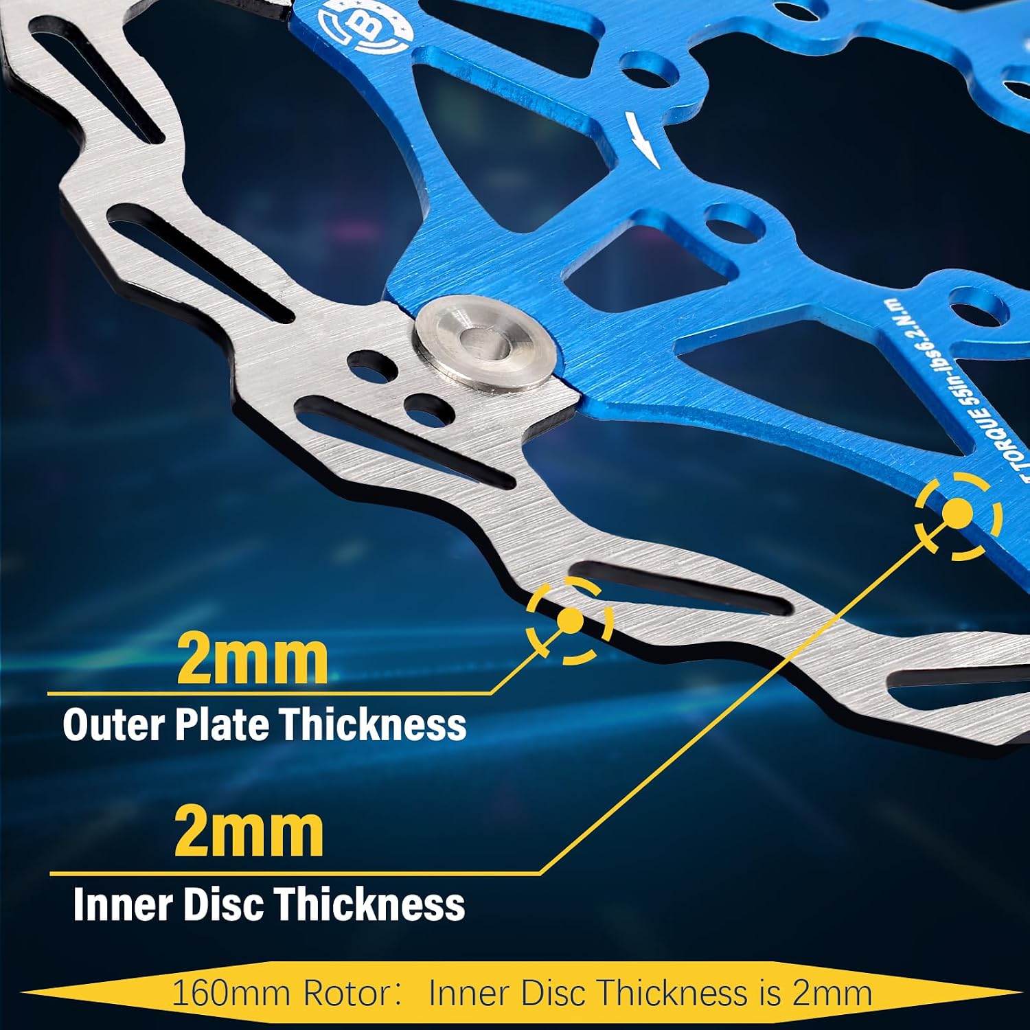 BUCKLOS 160mm 180mm 203mm Floating Disc Brake Rotor, Stainless Steel MTB Brakes Rotors with 6PC Bolts