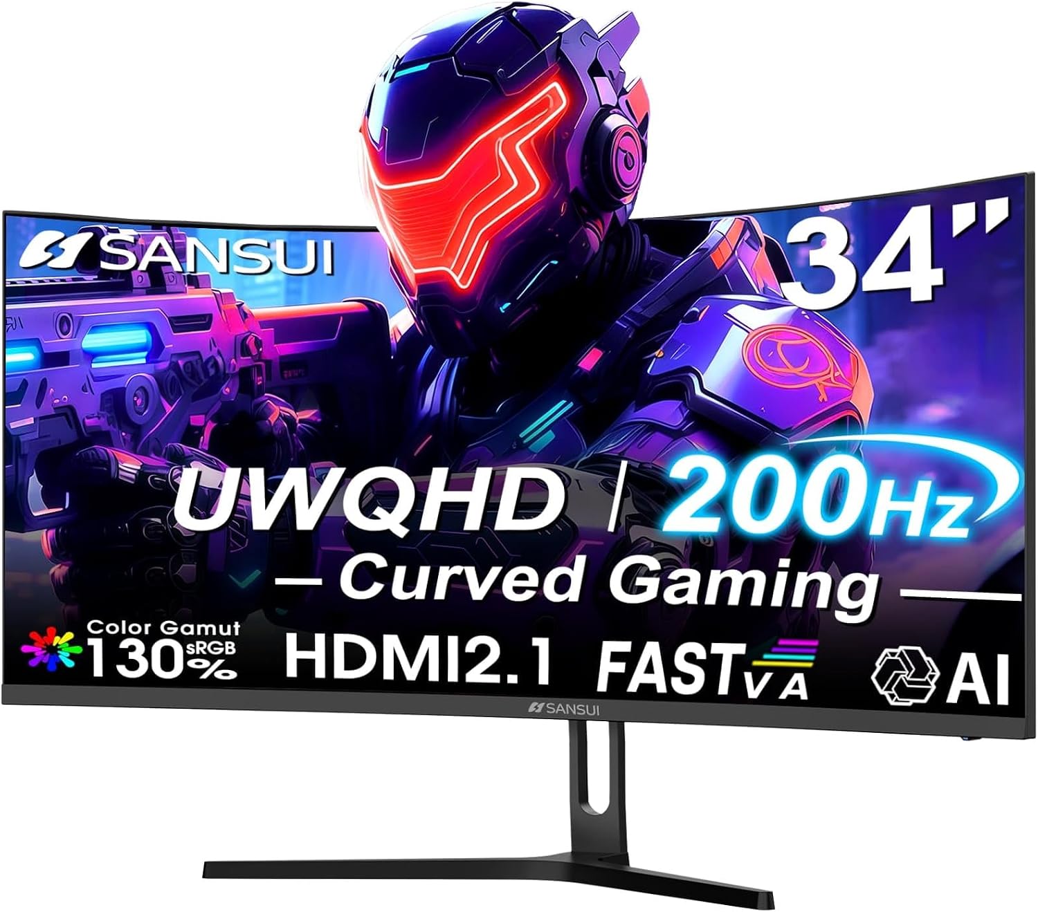 SANSUI 32 Inch Curved 240Hz Gaming Monitor High Refresh Rate, FHD 1080P | Gaming PC Monitor HDMI DP1.4, 1500R Curvature, 1Ms MPRT, HDR,Metal Stand,VESA Compatible(DP Cable Incl.)