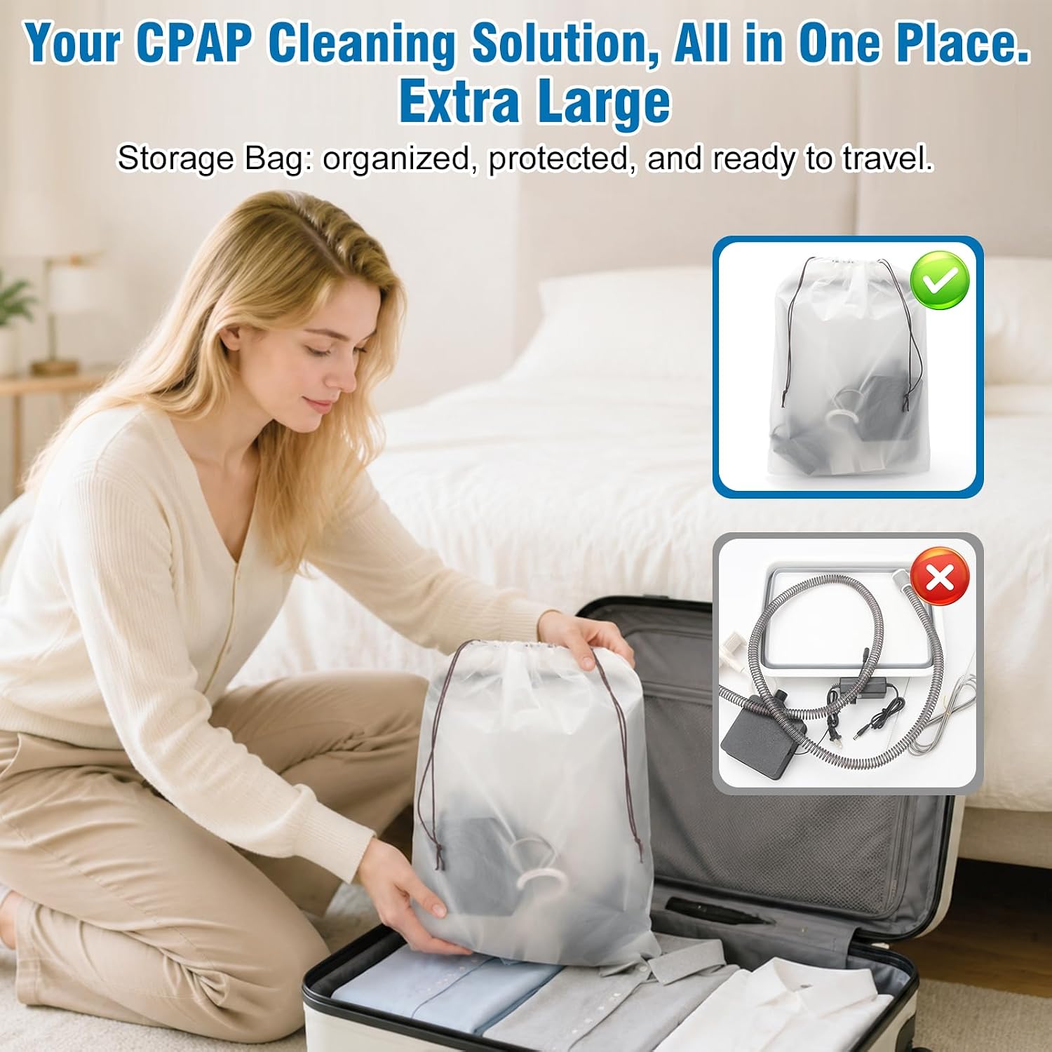9 Pack CPAP Cleaning Kit for Hose & Mask, with Speed Control Hose Dryer, Collapsible Wash Basin & Hose Hanger, 7ft Cleaning Brush, CPAP Cleaning Supplies with Storage Bag, for 22mm & 15mm Tube