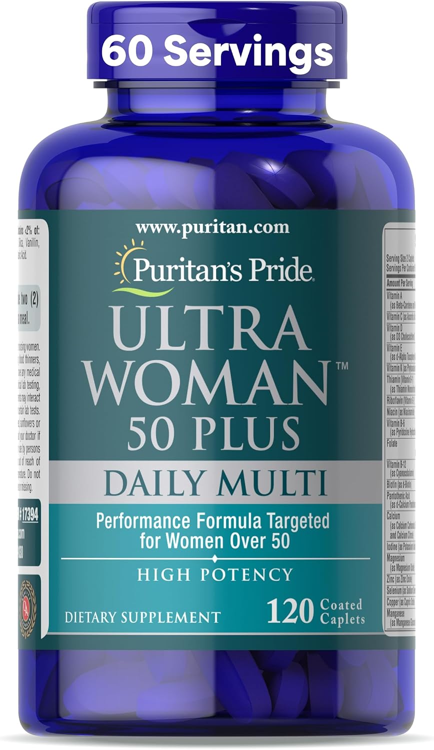 Puritan's Pride Ultra Woman 50 Plus Daily Multivitamin, 120 Count | High Potency Performance Time Release Daily Multivitamin with Zinc